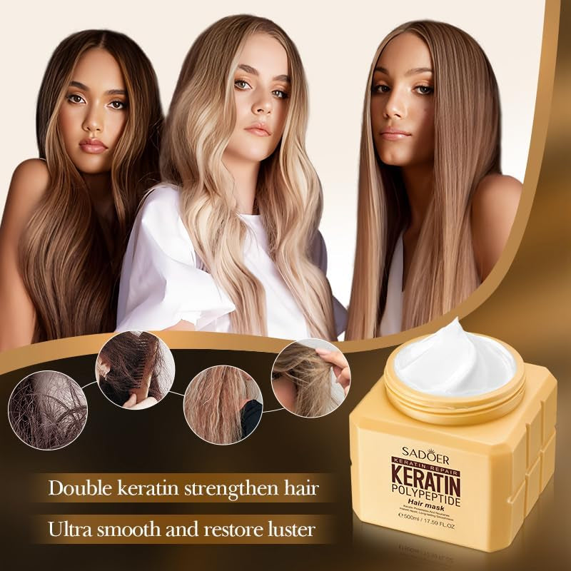 Keratin Polypeptide Hair Mask, 500Ml, for Repairing Damaged Hair
