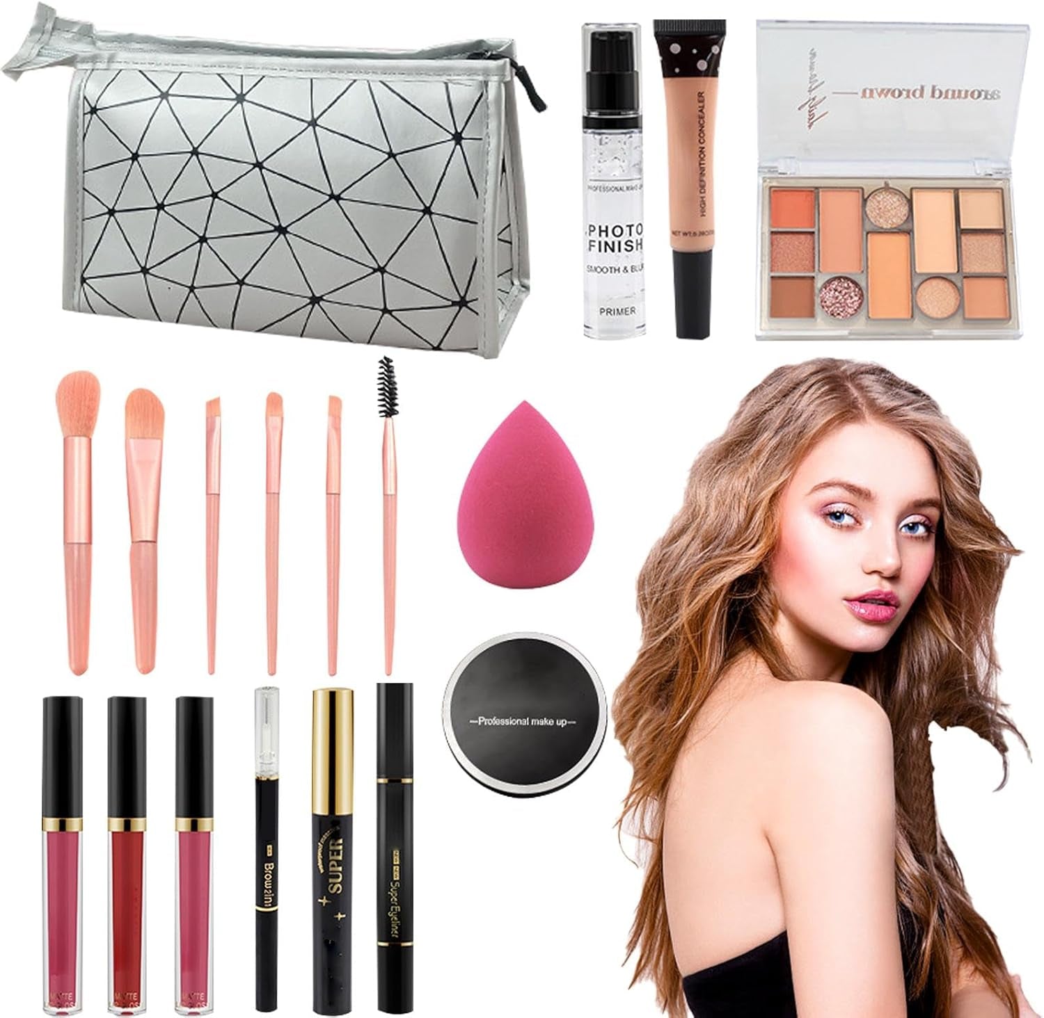 Professional Makeup Kit - Multipurpose Women'S Makeup Sets | Makeup Kits Storage Bag Mirrors Makeup Bundle Includes Makeup Sets