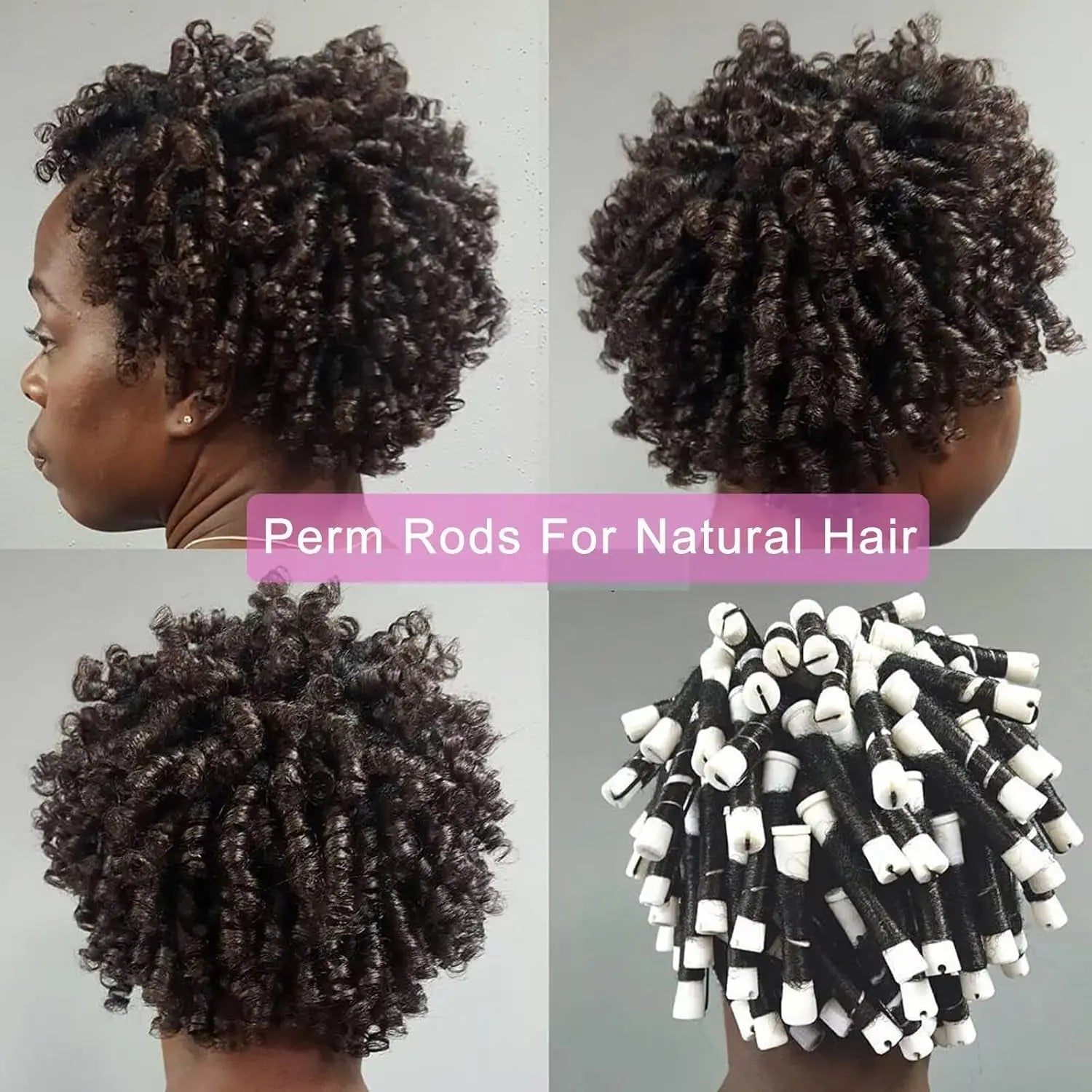 40PCS Perm Rods for Short Long Hair Plastic White Perm Rods for Natural Hair Curling Roller Accessories for Women