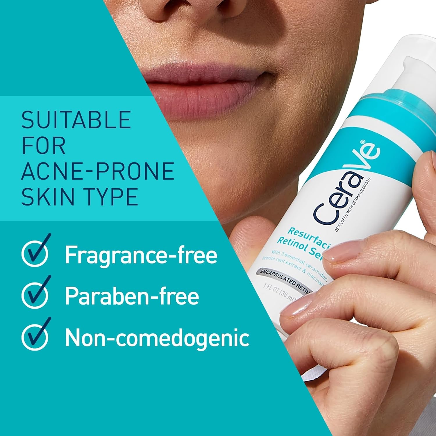 Blemish Control Resurfacing Retinol Serum 30Ml, for Blackheads, Blocked Pores, Dark Spots & Blemish-Prone Skin, Encapsulated Retinol + Niacinamide + Licorice Root Extract + Ceramides