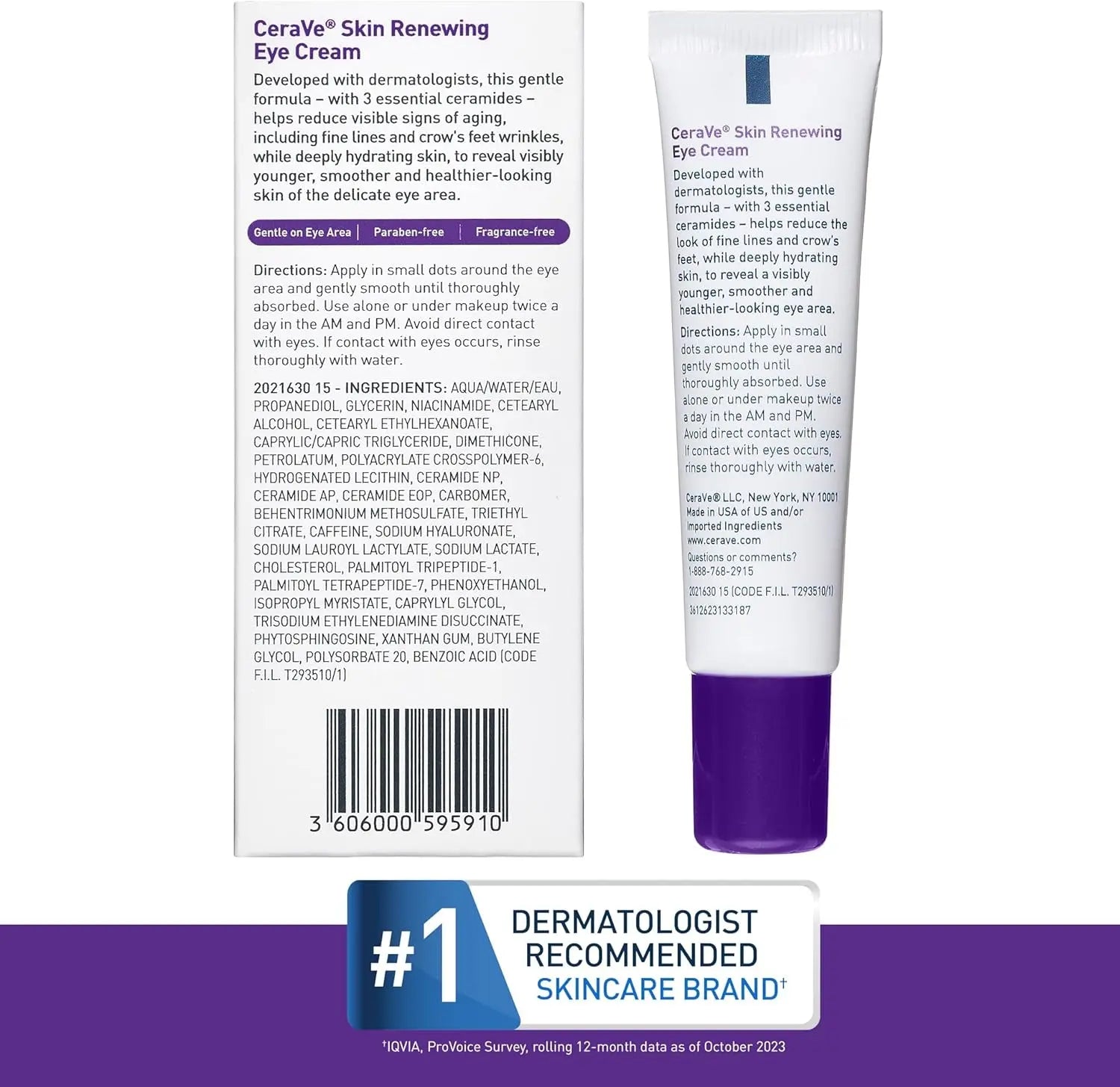 Cerave Skin Renewing Anti-Aging Eye Cream 15Ml, Firms & Reduces Fine Lines & Crows Feet, Niacinamide + Peptide Complex + Ceramides, Developed with Dermatologists