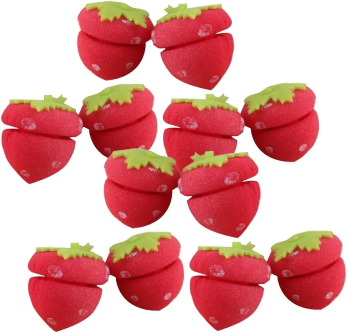 12Pcs Curlers for Short Hair Heatless Curls Hair Curlers No Heat Foam Hair Rollers Hair Care Foam Rollers Strawberries Hair Sponge Roller Modeling Tool Red Women'S