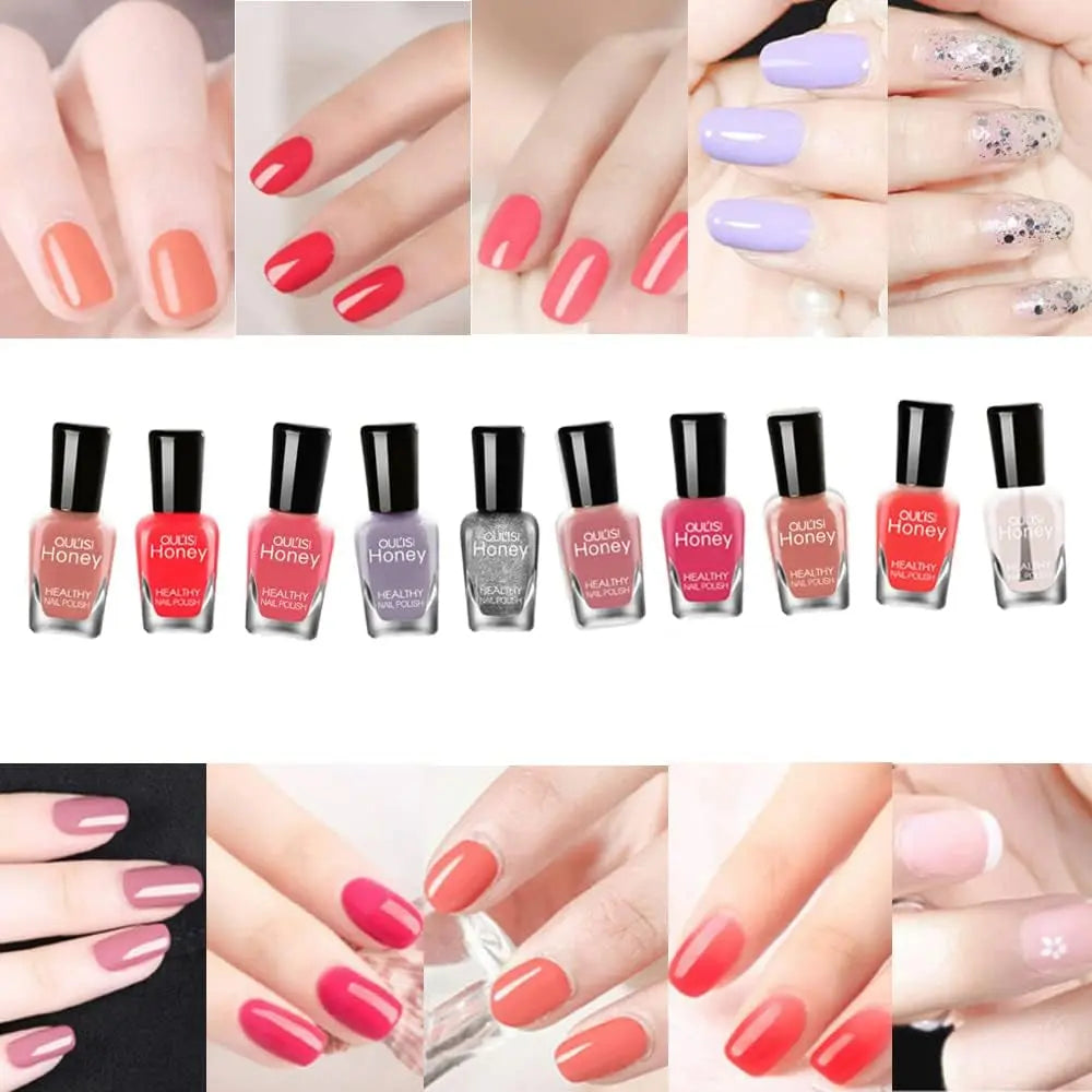 Nail Polish Set, Non-Toxic Nail Polish Easy Peel off & Quick Dry, Natural Odor Free Formula Water Based Nail Polish Gift Set (Set D (8MLX10)), Pack of 1