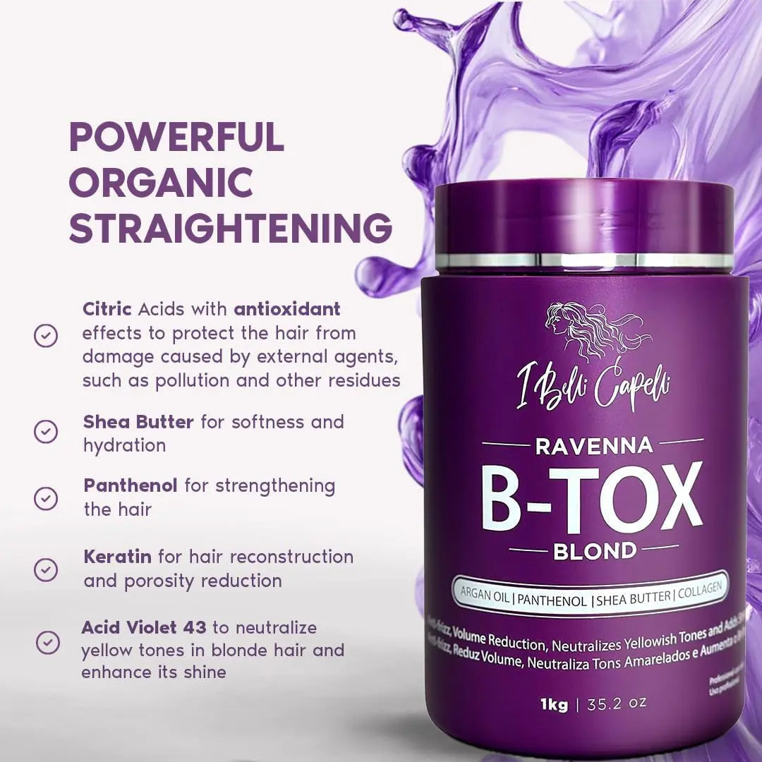 Ibelli Capelli Hair Btox Ravenna Blond Treatment for Hair Platinum Mask to Reduce Volume35.2 Oz(1Kg)