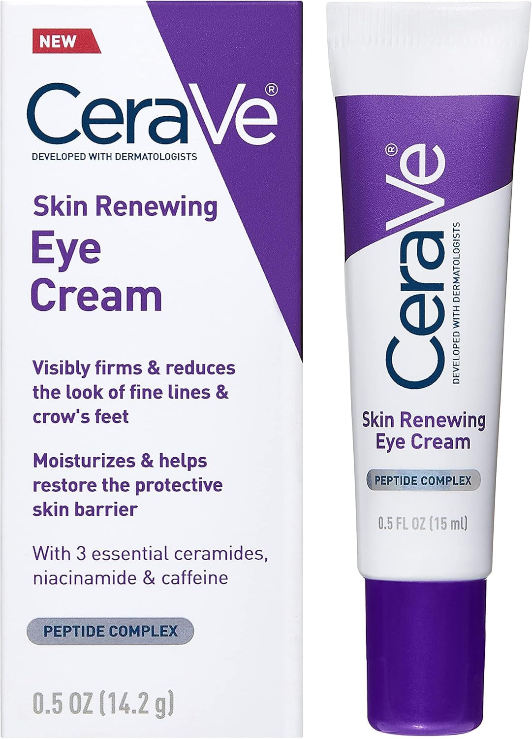 Cerave Skin Renewing Anti-Aging Eye Cream 15Ml, Firms & Reduces Fine Lines & Crows Feet, Niacinamide + Peptide Complex + Ceramides, Developed with Dermatologists
