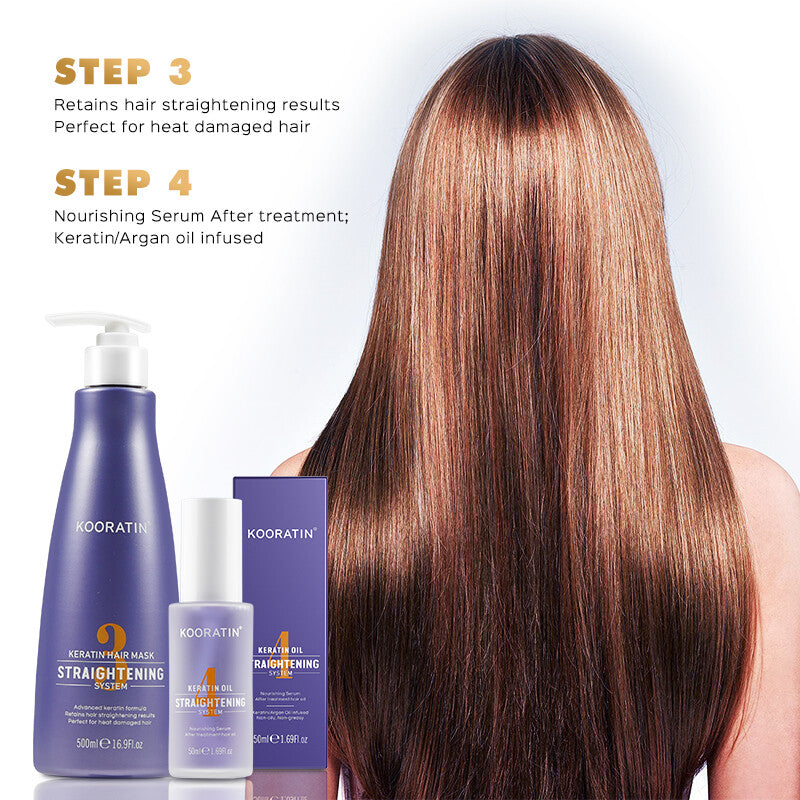 Keratin Treatment Hair Straightening Set Premium 4 Step Purify Shampoo, Keratin