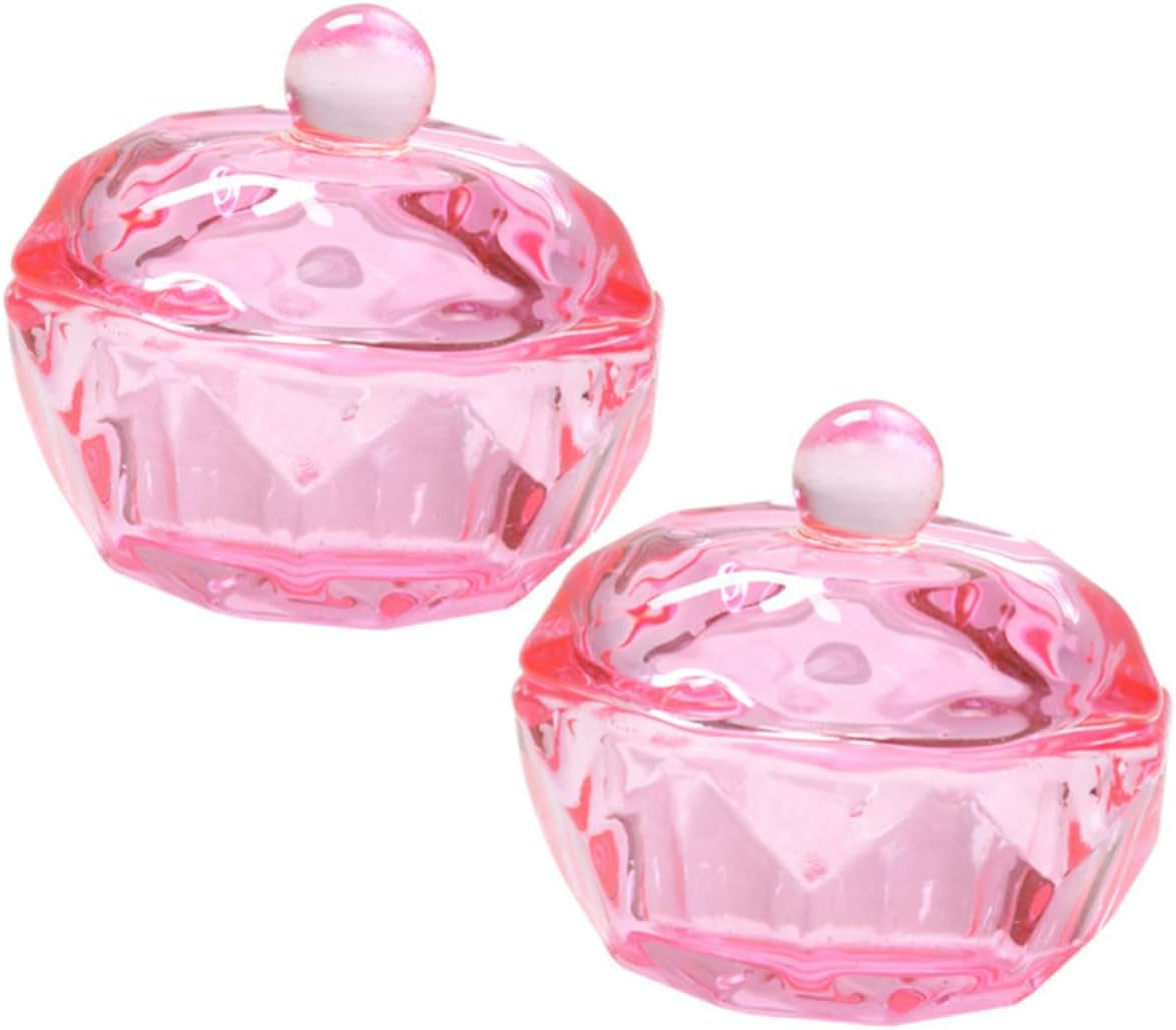 2Pcs Glass Nail Monomer Dish Nail Glass Bowl Nail Dish Glass Monomer Dish Nail Glass Cup Dappen Dish for Acrylic Nails Dappen Bowl Dappen Dish Bowl Monomer Dish with Lid