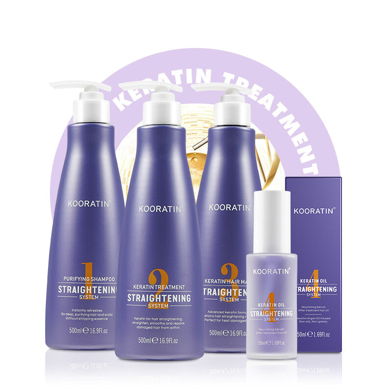 Keratin Treatment Hair Straightening Set Premium 4 Step Purify Shampoo, Keratin