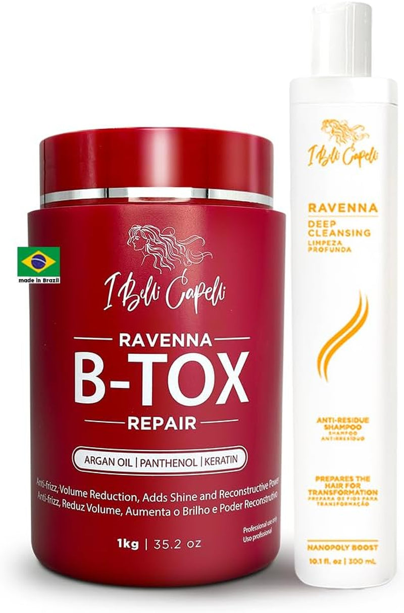 Ibelli Capelli Kit Ravenna Btox Mask Repair 1Kg35.02 Oz anti Residue Shampoo 300Ml10.1 Fl.Oz