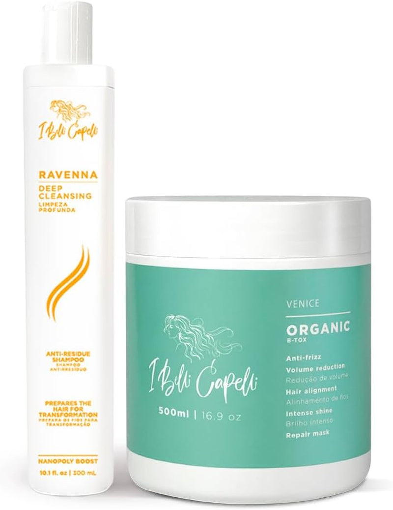 Ibelli Capelli Kit Venice B Tox Organic Treatment 500G17.60 Oz Ravenna anti Residue Shampoo 300Ml10.1 Fl.Oz