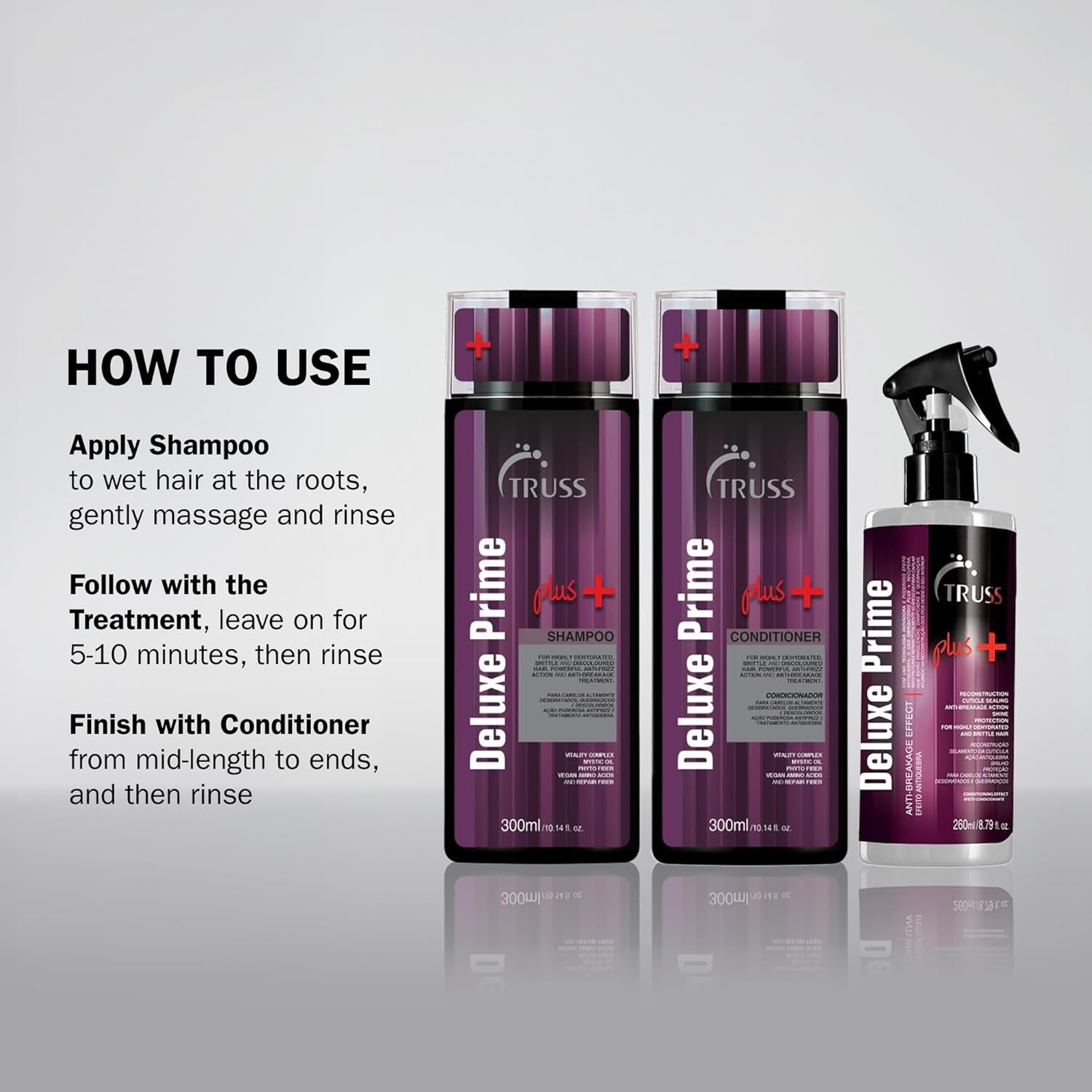 TRUSS Deluxe Prime plus anti Breakage Hair Spray - Rinse-Out Damaged Hair Treatment for Cuticle Sealing & Protection - Helps to Repair, Strengthen & Reconstruct Dry & Brittle Strands (8.79 Oz)