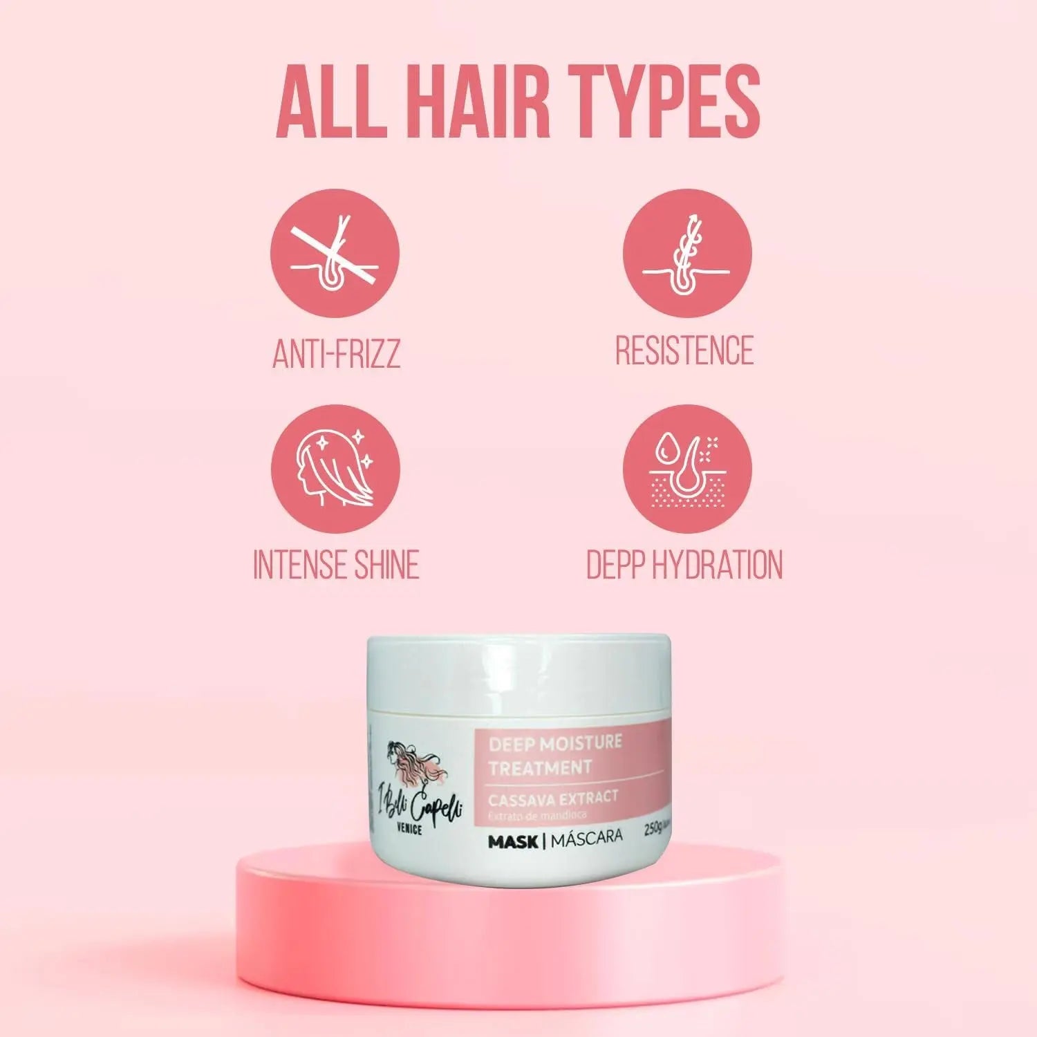 Ibelli Capelli Venice Smoothing Keratin (B Tox Organic Hair Mask) 8 Ounce (Pack of 2)