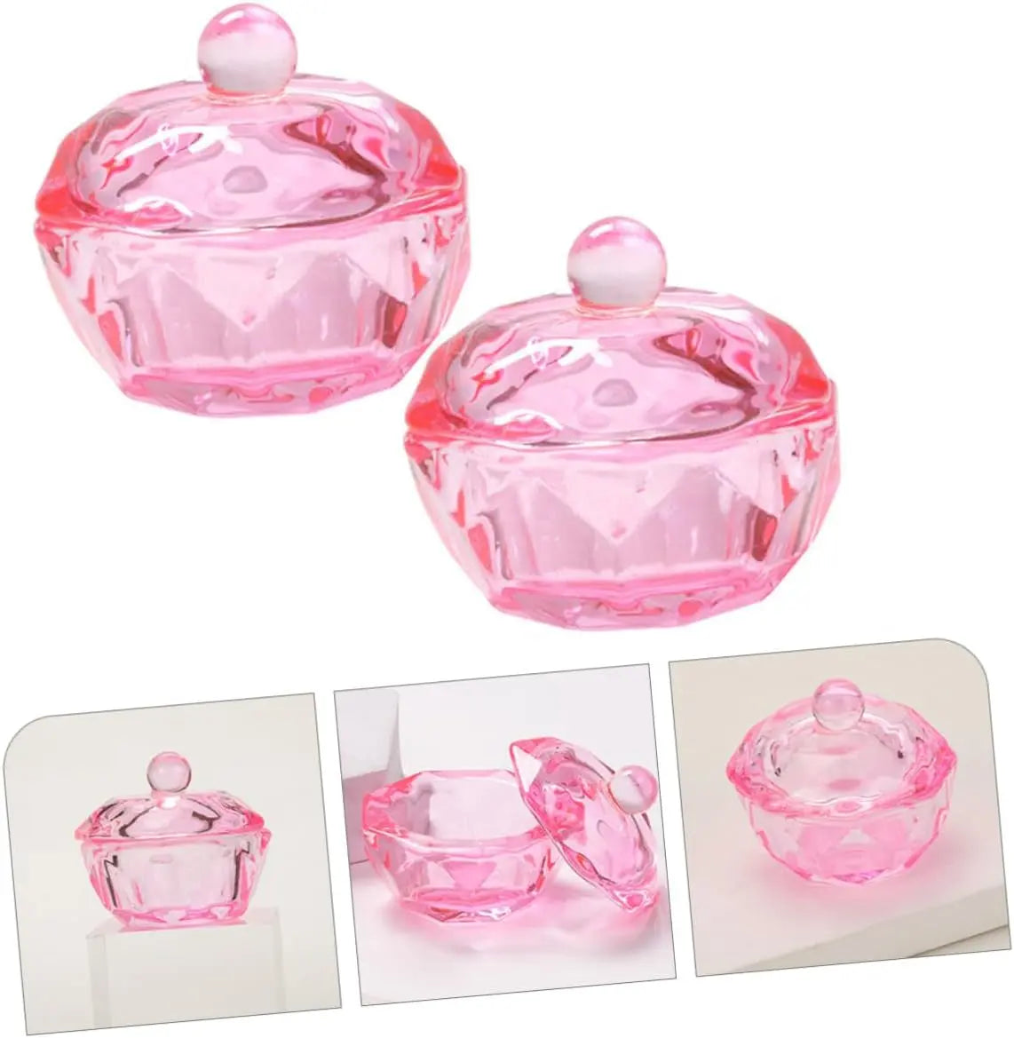 2Pcs Glass Nail Monomer Dish Nail Glass Bowl Nail Dish Glass Monomer Dish Nail Glass Cup Dappen Dish for Acrylic Nails Dappen Bowl Dappen Dish Bowl Monomer Dish with Lid