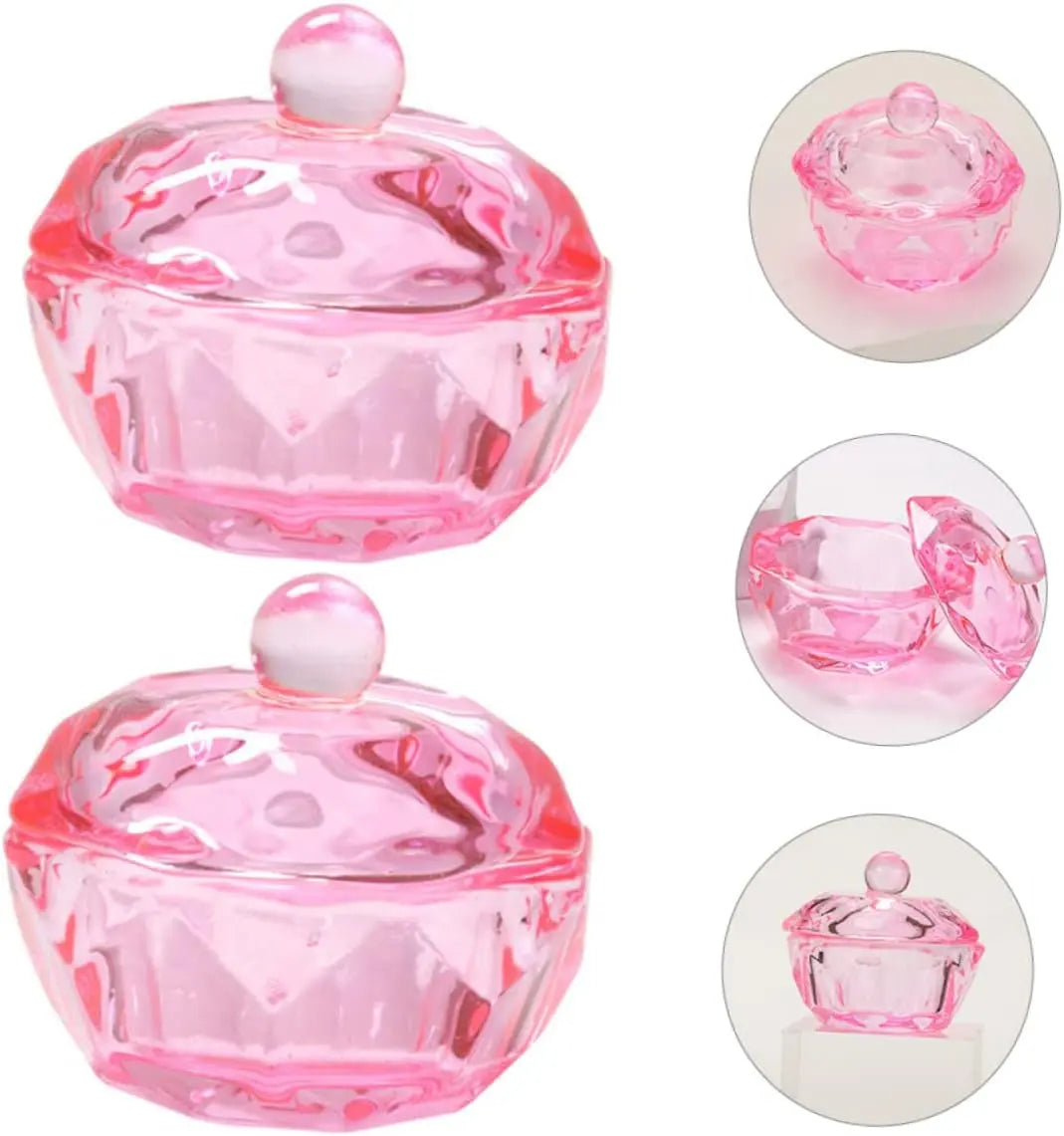 2Pcs Glass Nail Monomer Dish Nail Glass Bowl Nail Dish Glass Monomer Dish Nail Glass Cup Dappen Dish for Acrylic Nails Dappen Bowl Dappen Dish Bowl Monomer Dish with Lid