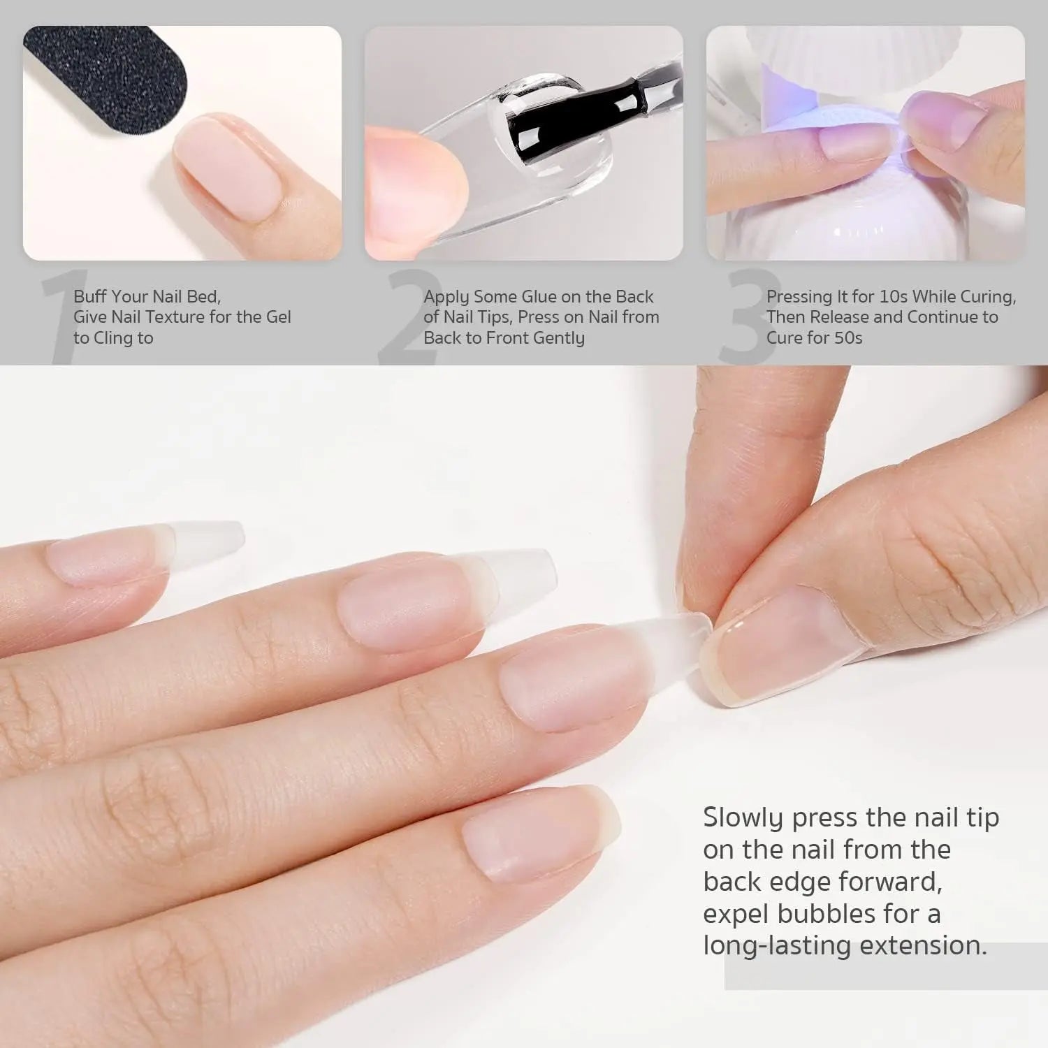 2Pcs 16Ml Gel Nail Glue, Glue Gel for Acrylic Nails Tips, 2 in 1 Nail Glue and Base Gel, Nail Lamp Needed