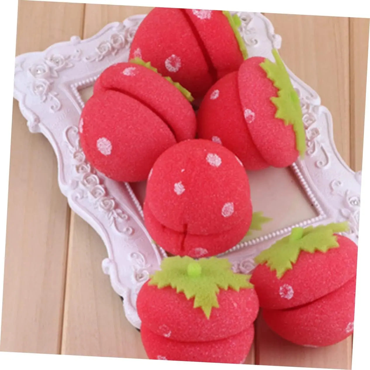 12Pcs Curlers for Short Hair Heatless Curls Hair Curlers No Heat Foam Hair Rollers Hair Care Foam Rollers Strawberries Hair Sponge Roller Modeling Tool Red Women'S