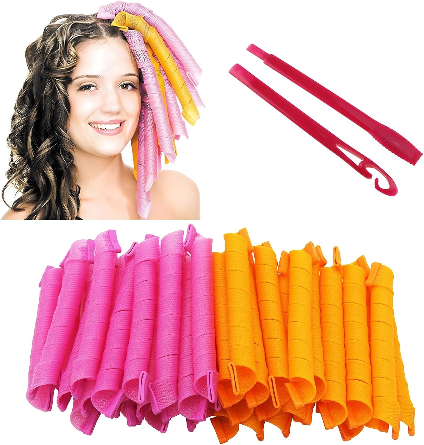 Super Long Spiral Curls Styling Kit - 20Pcs & 45Cm