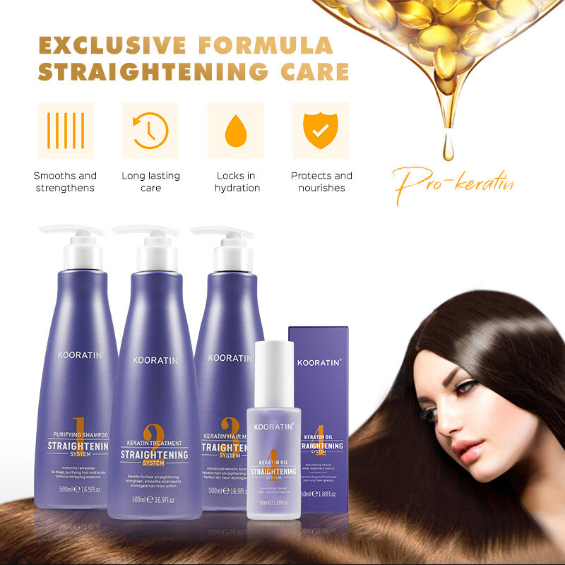 Keratin Treatment Hair Straightening Set Premium 4 Step Purify Shampoo, Keratin