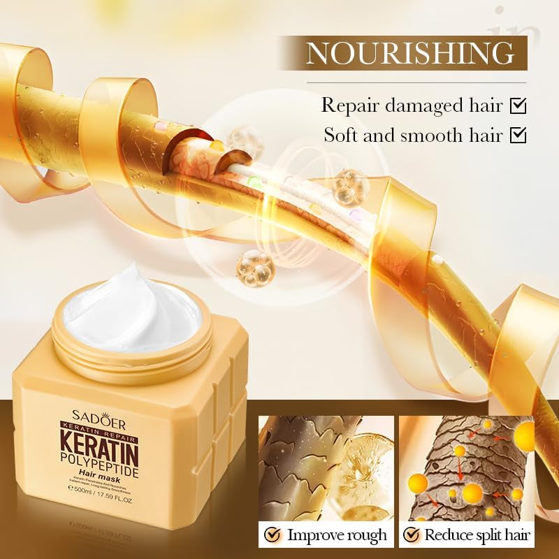 Keratin Polypeptide Hair Mask, 500Ml, for Repairing Damaged Hair
