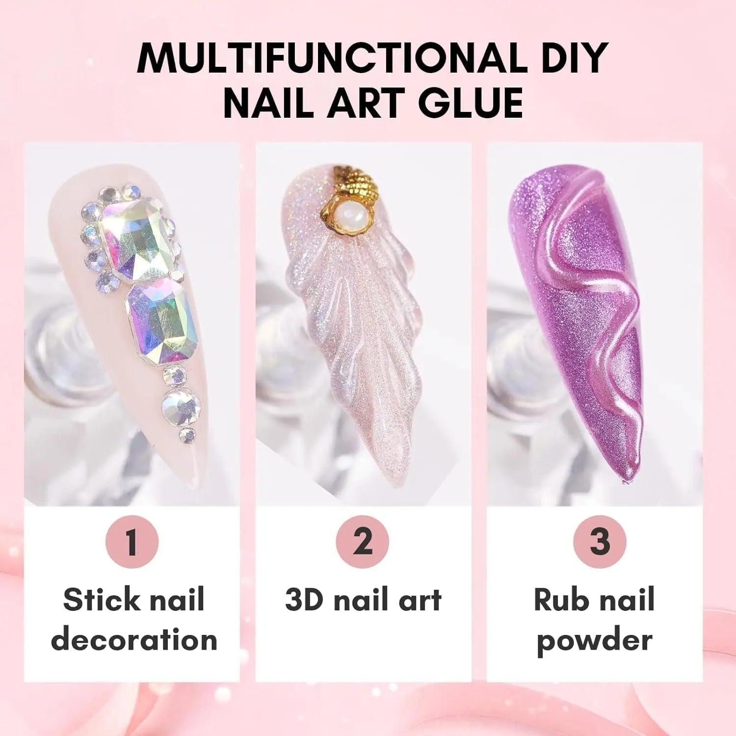Nail Art Rhinestone Glue 30G, 3D Nail Gel Sculpting Gel, Super Adhesive Nail Charms Nail Gems, Nail Art Glue for Rhinestones Crystal Stones Jewels Diamonds, Nail Lamp Required