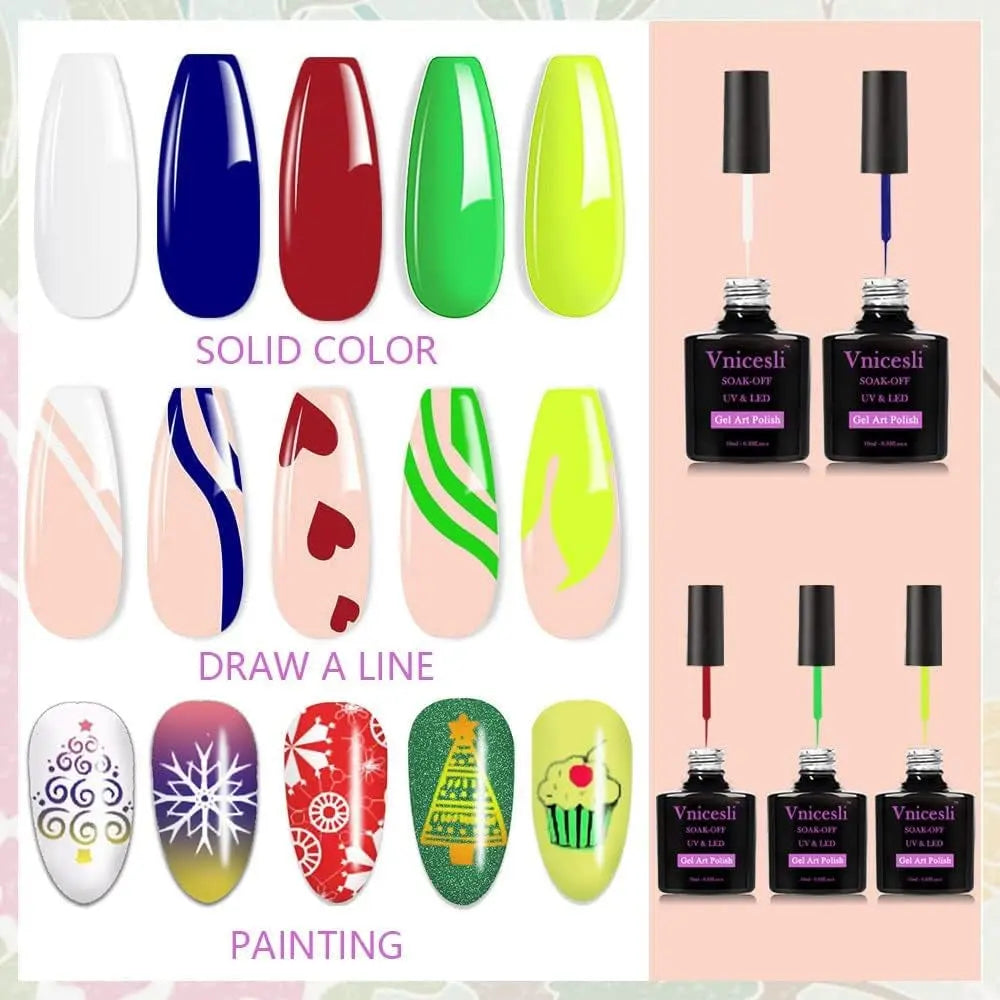 Black Nail Art Gel Liner Gel Polish, Gel Paint Nail Art for Swirl Nails Built Thin Nail Art Brush in Gel Pens Soak off Spider Liner Paint Gel Nail French Manicure for Home Salon