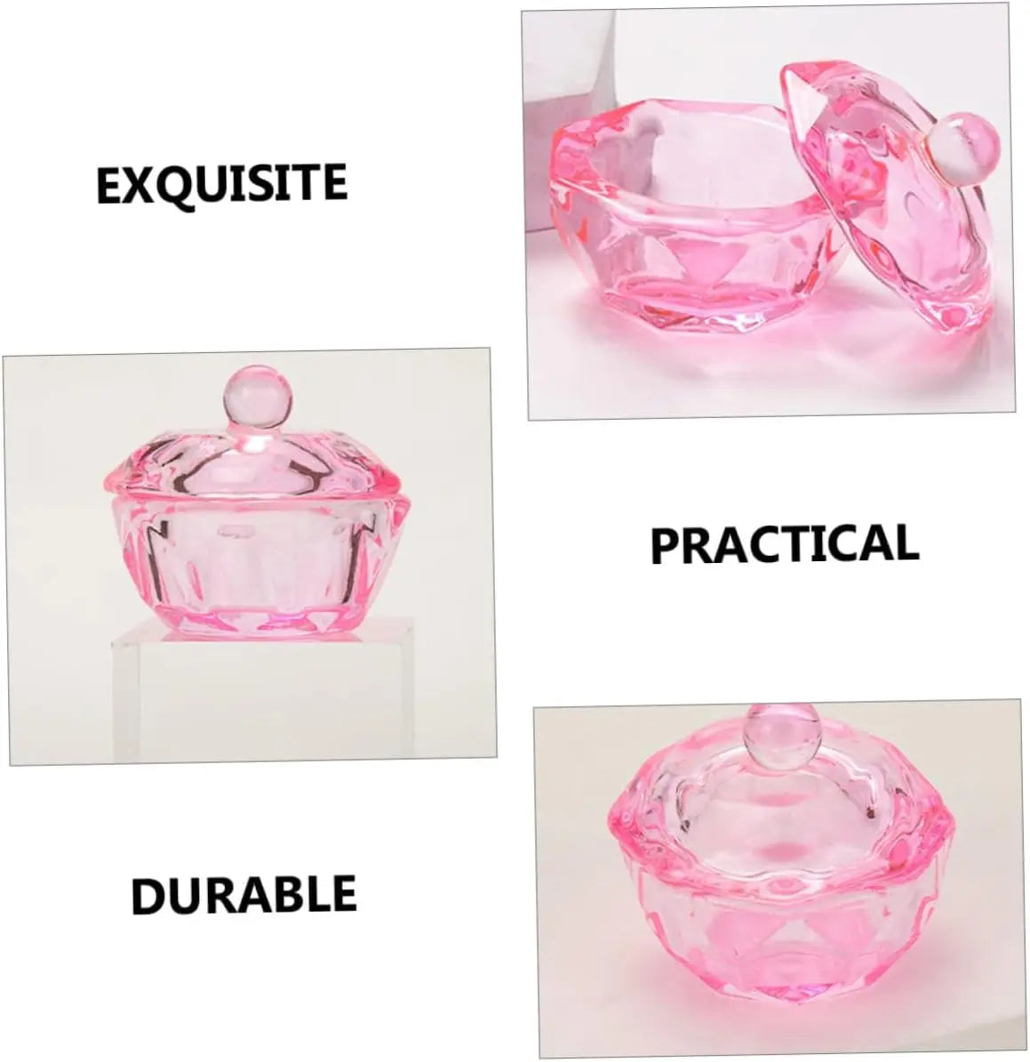 2Pcs Glass Nail Monomer Dish Nail Glass Bowl Nail Dish Glass Monomer Dish Nail Glass Cup Dappen Dish for Acrylic Nails Dappen Bowl Dappen Dish Bowl Monomer Dish with Lid