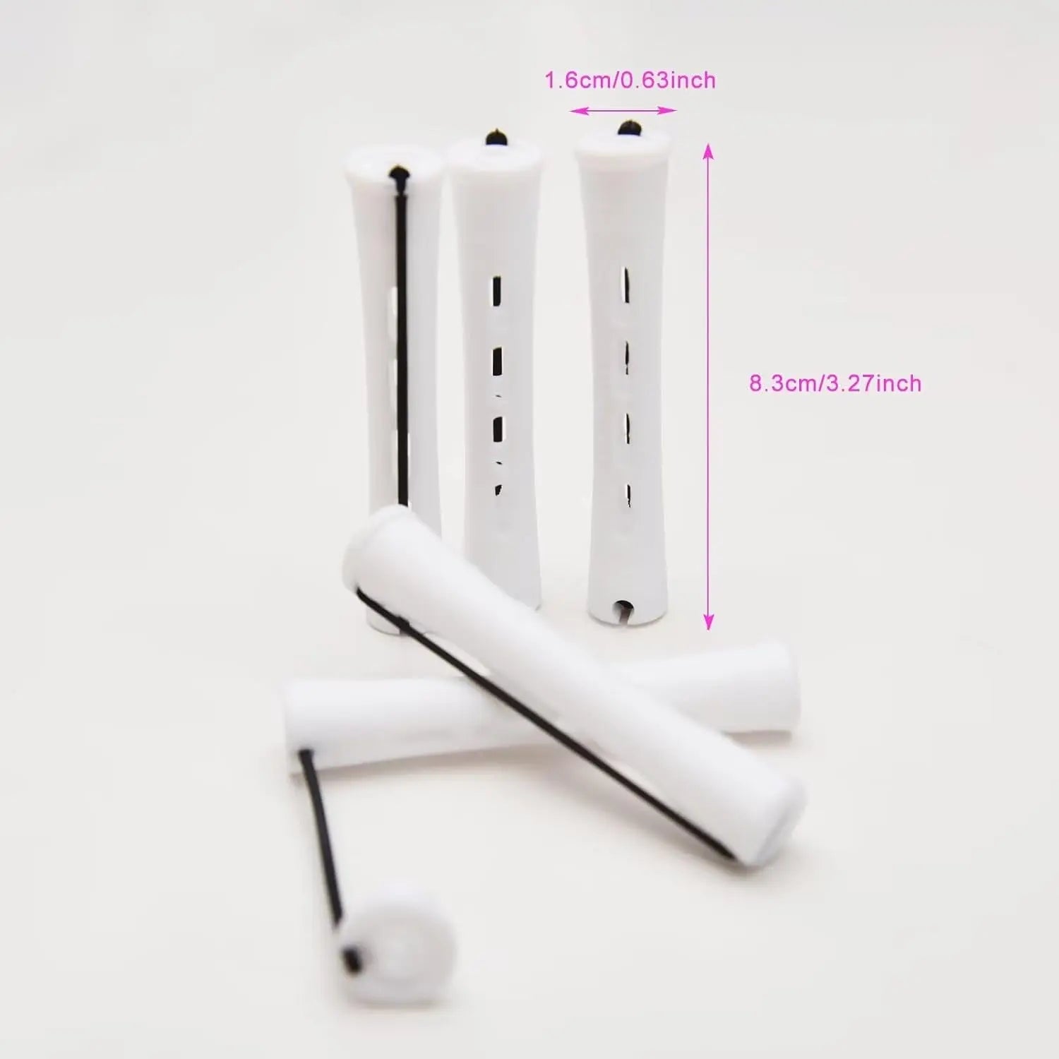 40PCS Perm Rods for Short Long Hair Plastic White Perm Rods for Natural Hair Curling Roller Accessories for Women
