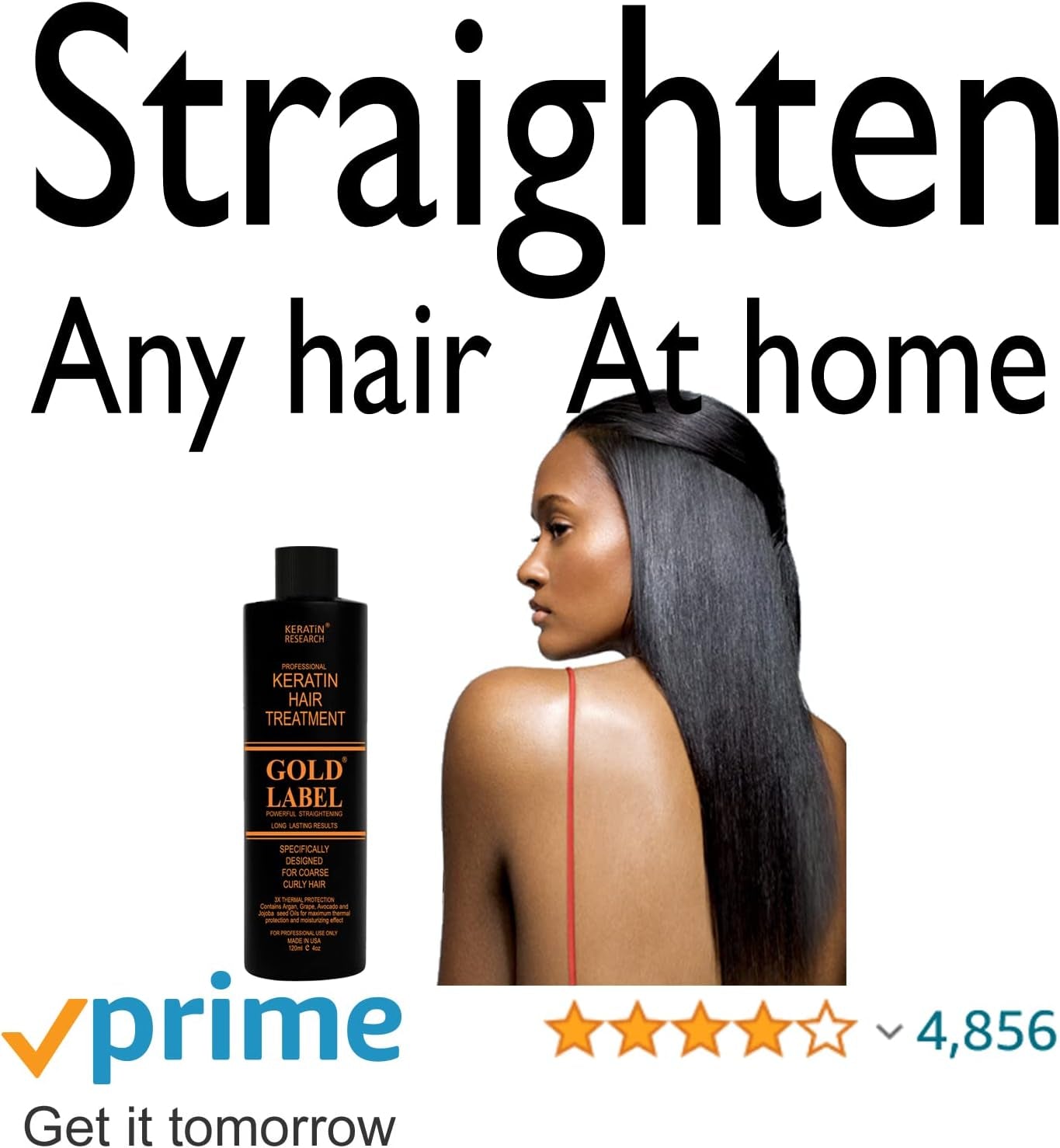 Gold Label Professional Keratin Hair Treatment Large Set Strong Enhanced Formula Specifically Designed for Coarse Curly Black, African, Dominican and Brazilian Hair Types