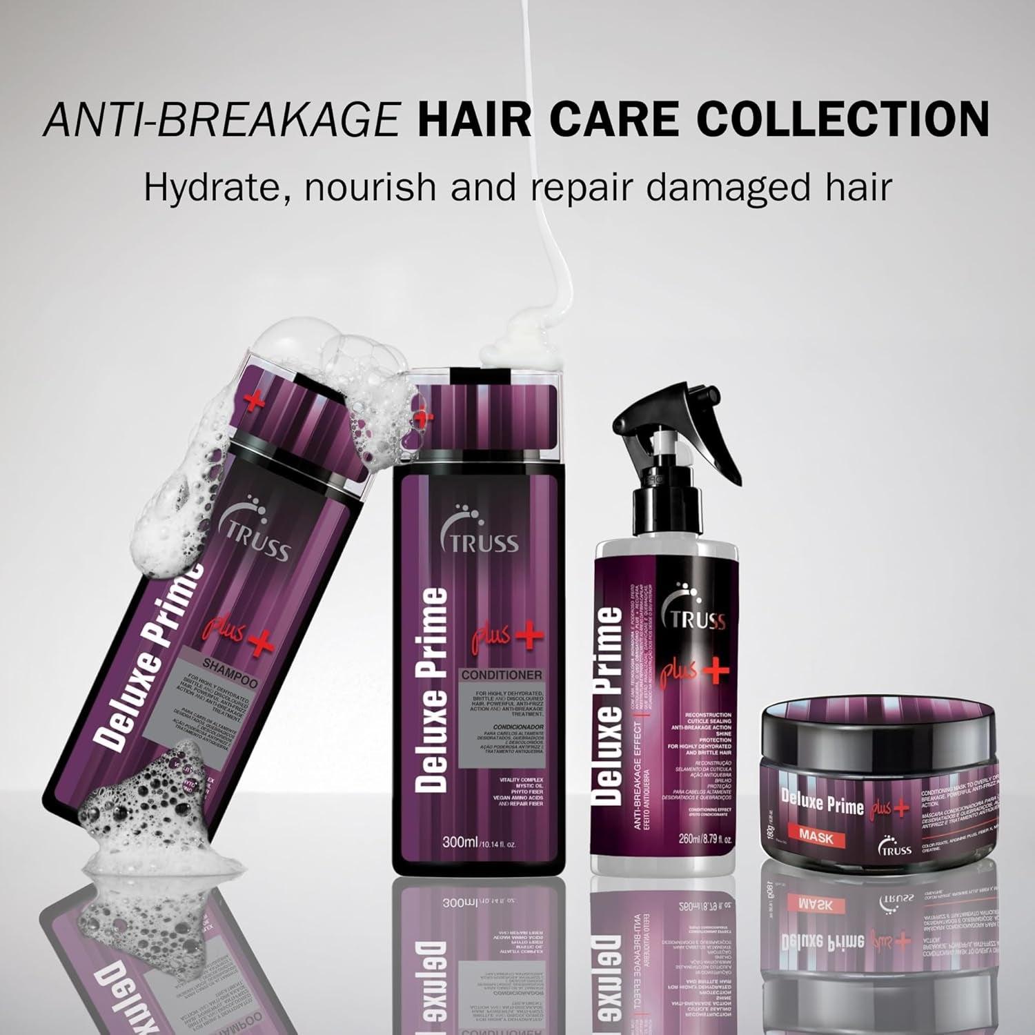 TRUSS Deluxe Prime plus anti Breakage Hair Spray - Rinse-Out Damaged Hair Treatment for Cuticle Sealing & Protection - Helps to Repair, Strengthen & Reconstruct Dry & Brittle Strands (8.79 Oz)