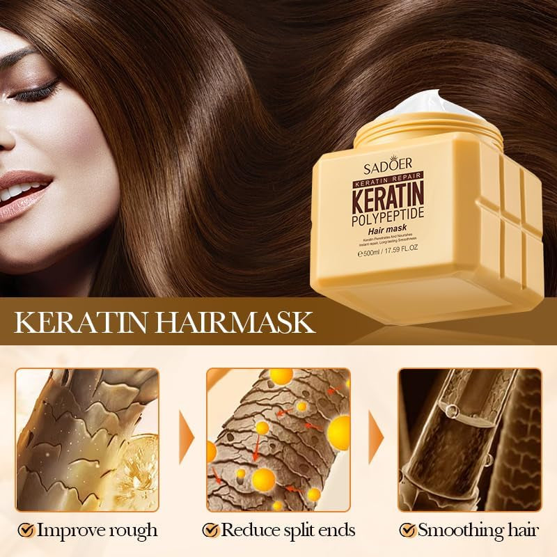 Keratin Polypeptide Hair Mask, 500Ml, for Repairing Damaged Hair