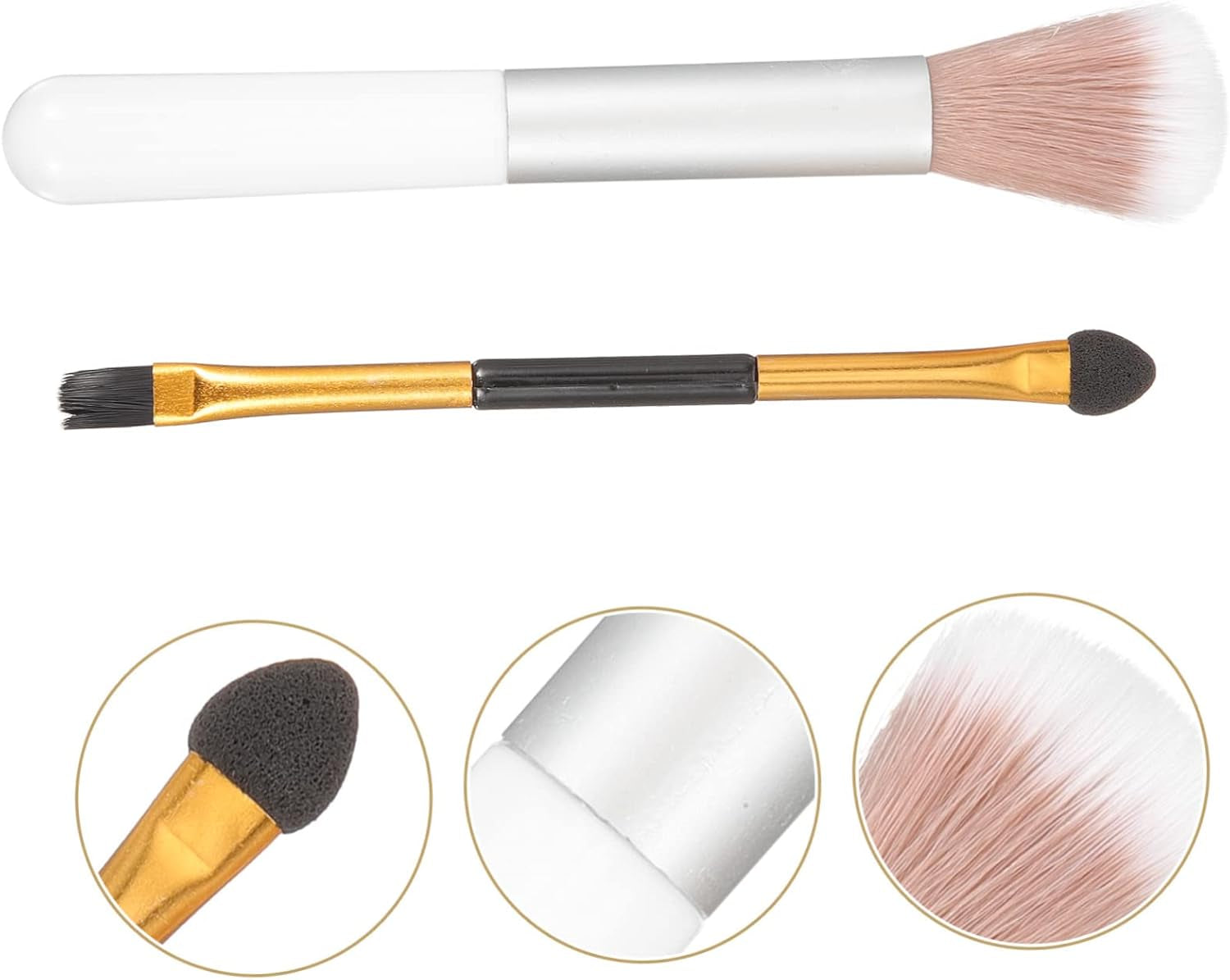2Pcs Double-Ended Highlighter and Eyeshadow Brush Versatile Makeup Tools for Blending and Contouring for Home and for Women
