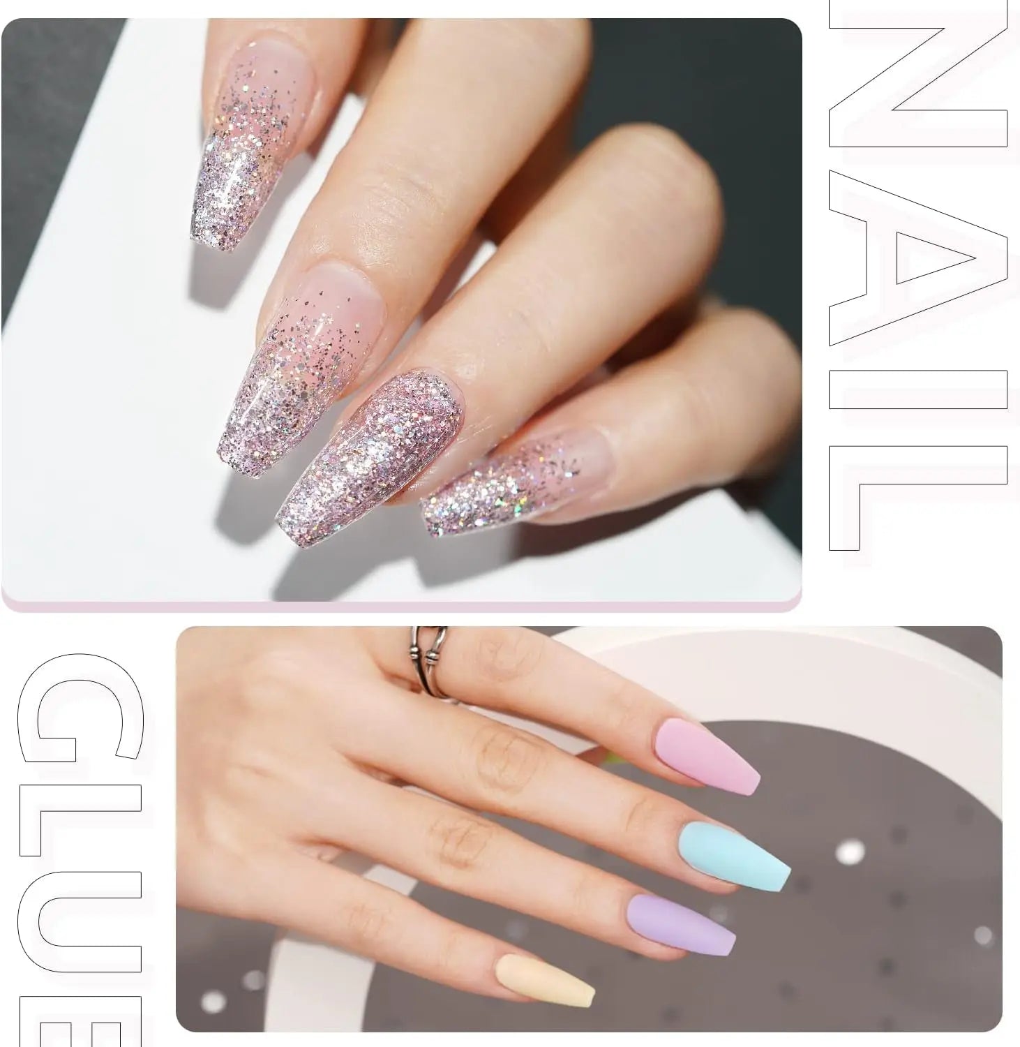 2Pcs 16Ml Gel Nail Glue, Glue Gel for Acrylic Nails Tips, 2 in 1 Nail Glue and Base Gel, Nail Lamp Needed