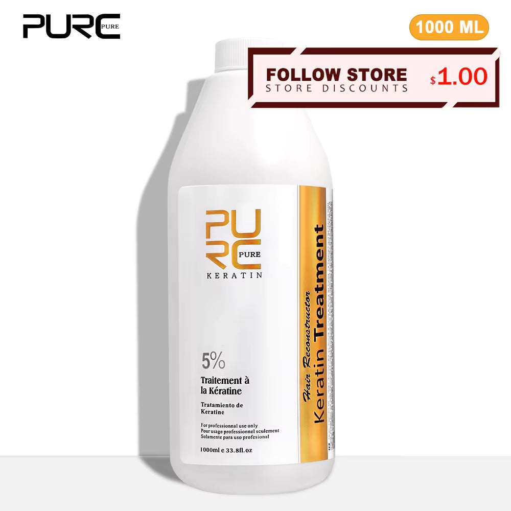 5% Keratin Smoothing Treatment Frizzy Removal Brazilian Keratin Curly Hair Care Products Salon Professional 1000Ml
