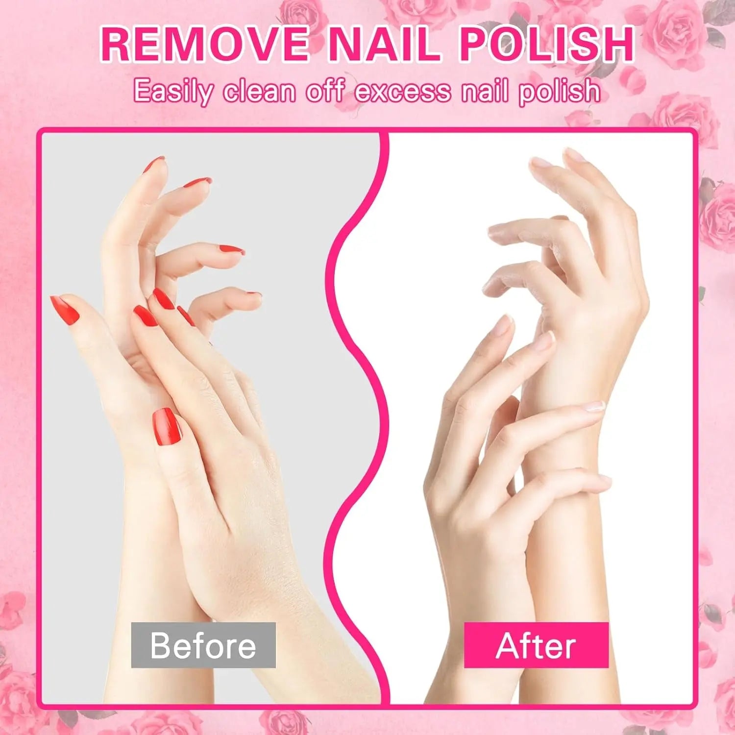 Nail Polish Remover Kit - Complete Nail Care Solution for Fingernails & Toenails - Includes Professional Nail Clips - Nail Cotton Pads - Nail File Grits 100/180 - Cuticle Pusher & Nail Brush