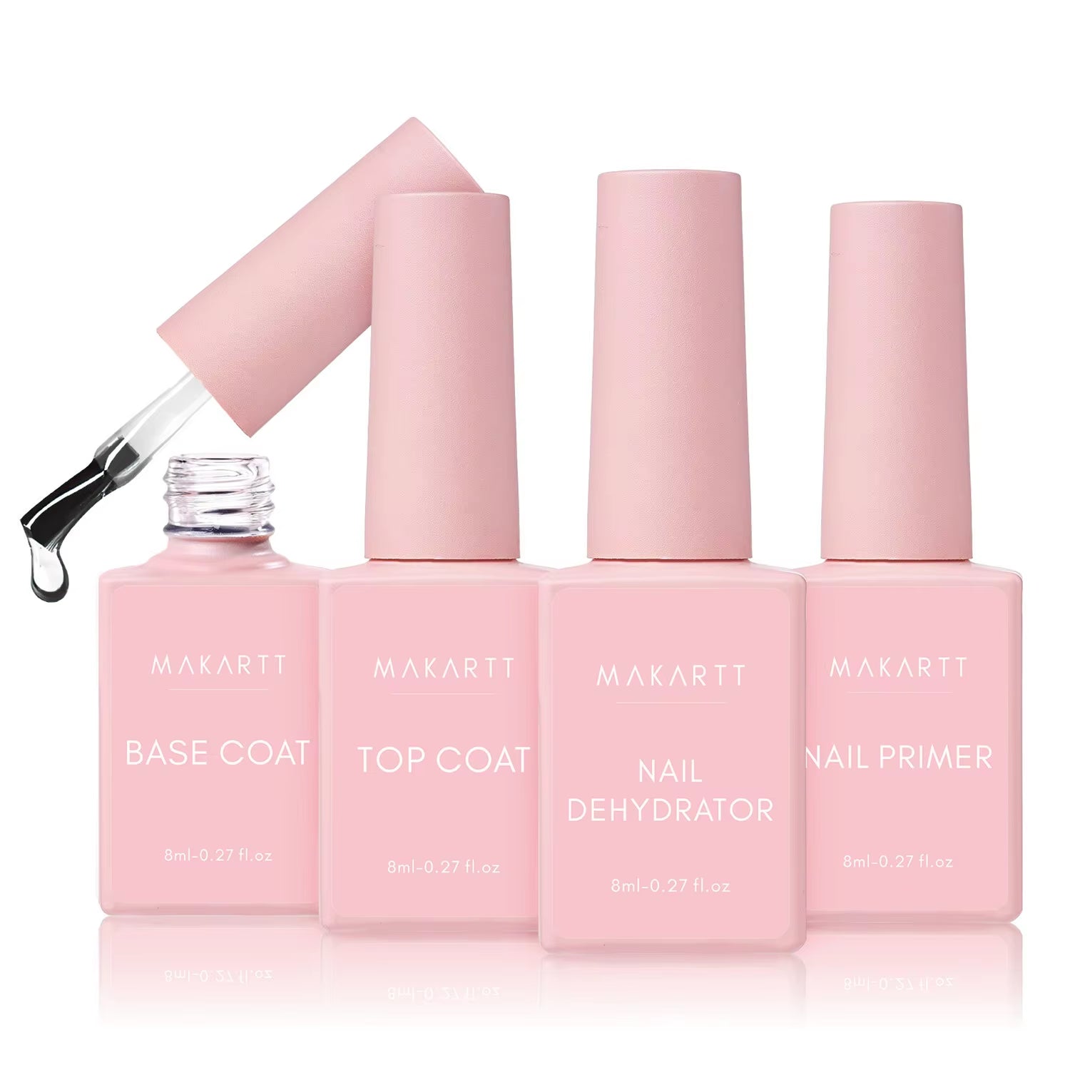 4Pcs Gel Base and Top Coat Nail Dehydrator and Primer Kit Long Lasting Nail Prep Tool for Gel Nail Polish Acrylic Powder