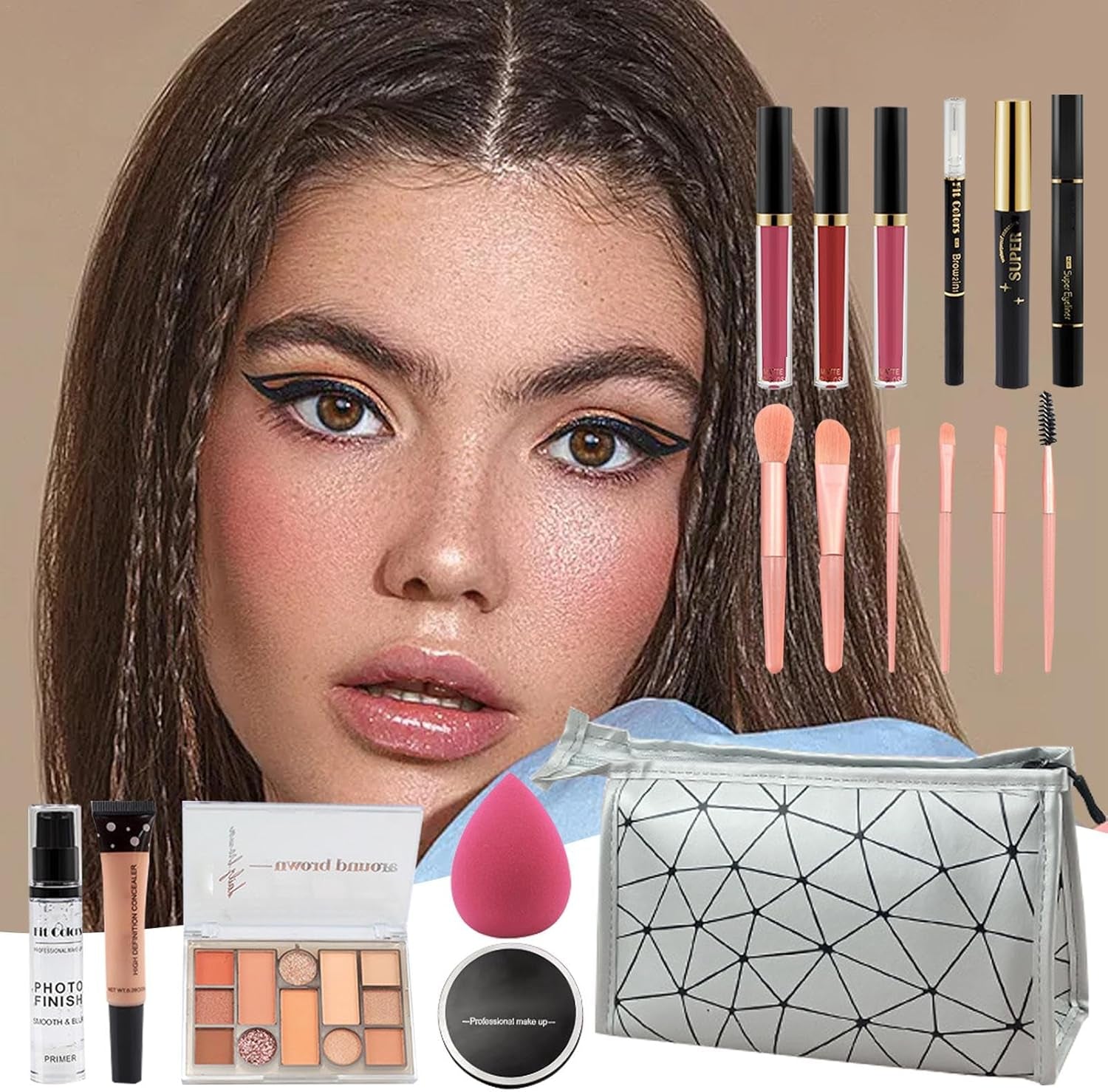 Professional Makeup Kit - Multipurpose Women'S Makeup Sets | Makeup Kits Storage Bag Mirrors Makeup Bundle Includes Makeup Sets