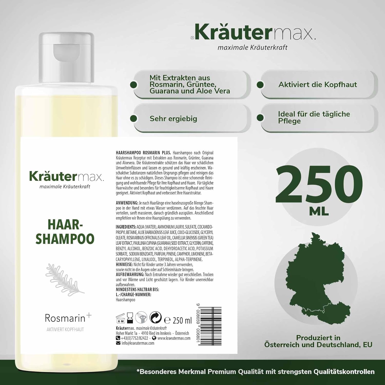 Rosemary Shampoo for Hair Care with Rosemary Scent and Rosemary Oil 1 X 250 Ml
