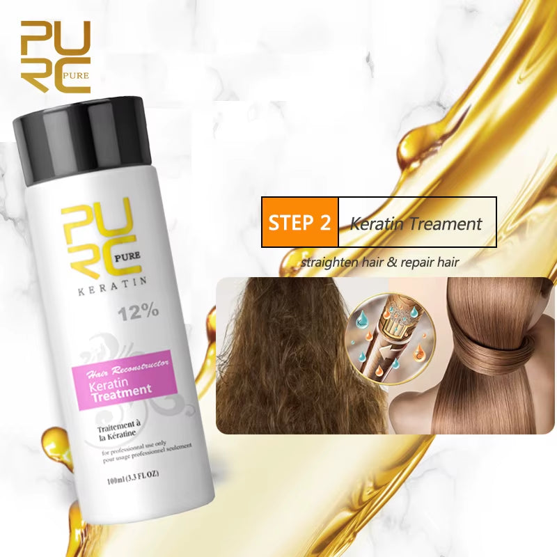 Brazilian Keratin Hair Treatment Formalin Professional Straightening Smoothing Curly Hair Frizz Dry Repair Cream Hair Care