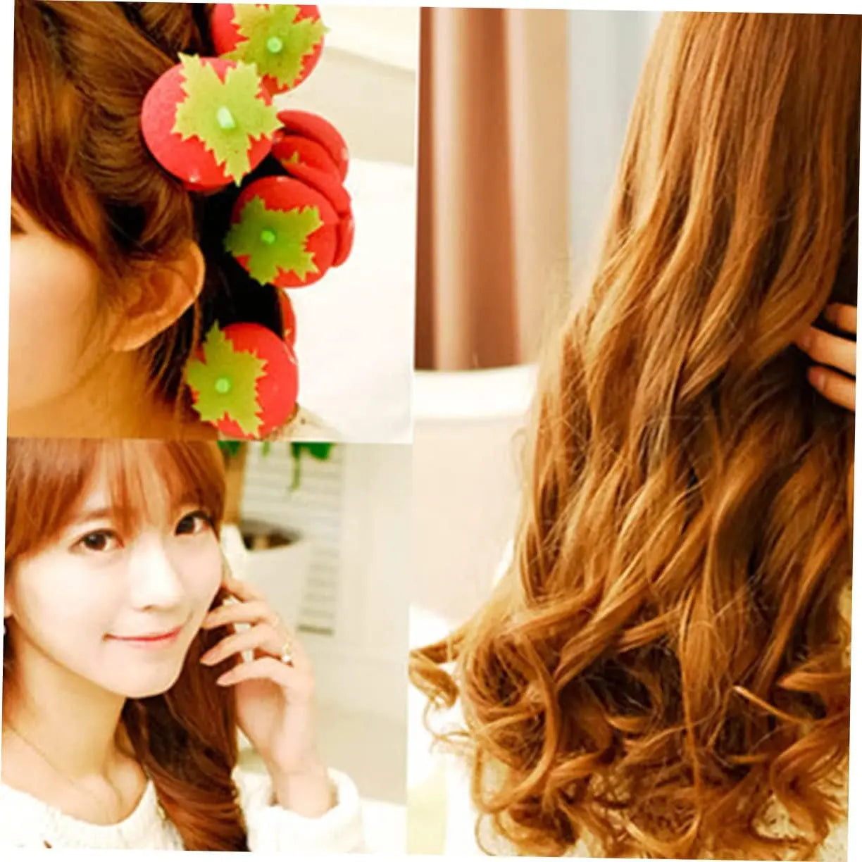12Pcs Curlers for Short Hair Heatless Curls Hair Curlers No Heat Foam Hair Rollers Hair Care Foam Rollers Strawberries Hair Sponge Roller Modeling Tool Red Women'S