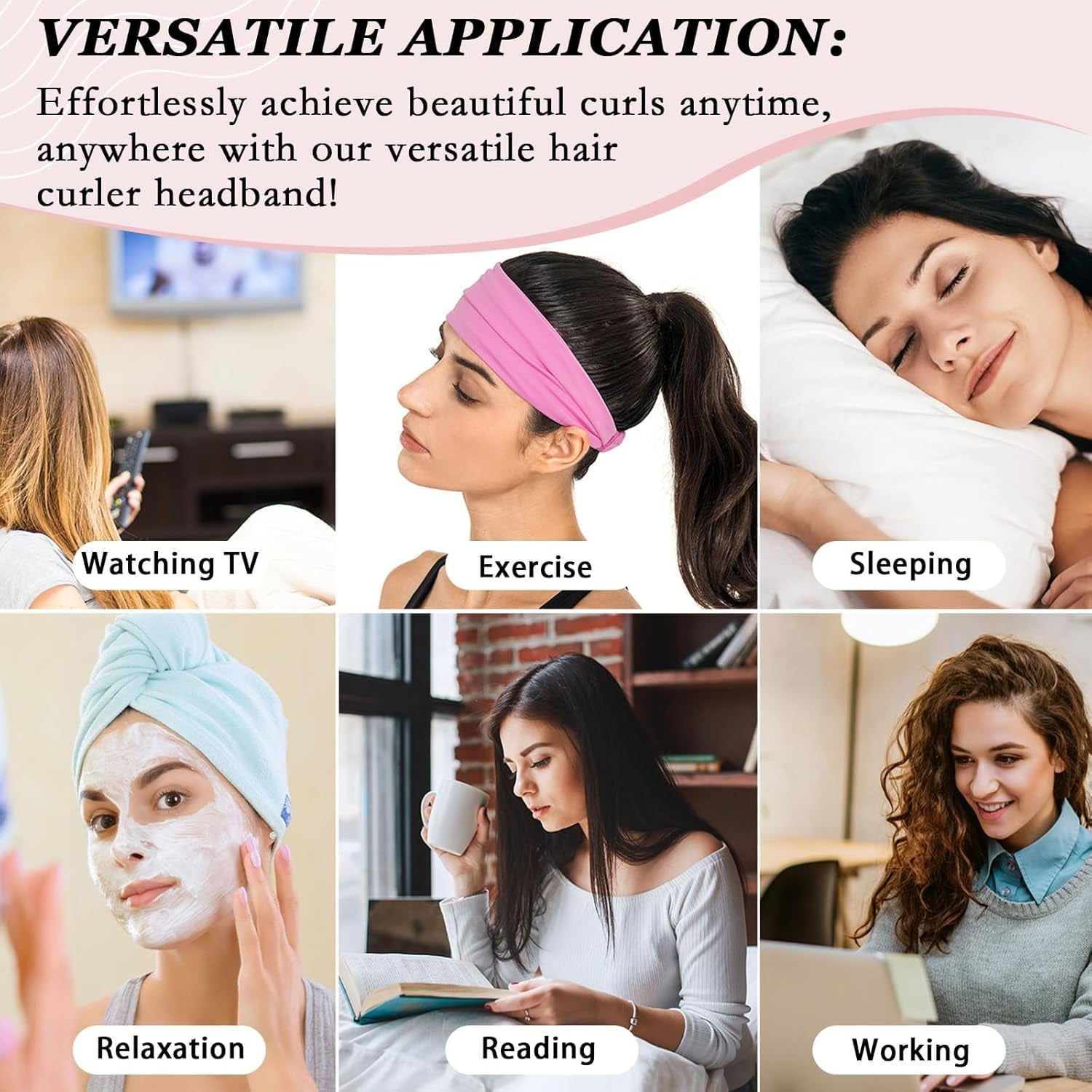 Hair Curler Headband, No Heat Overnight Hair Curler, 70" Long Velour Lazy Hair Curls Roller Wrap for Women Girls Long Hair - Reddish Brown