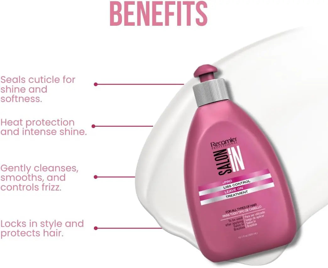 Salon in Recamier Liss Control Leave on Treatment – 10.58 Oz | Anti-Frizz & Smoothing Hair Repair for Straightened or Frizzy Hair