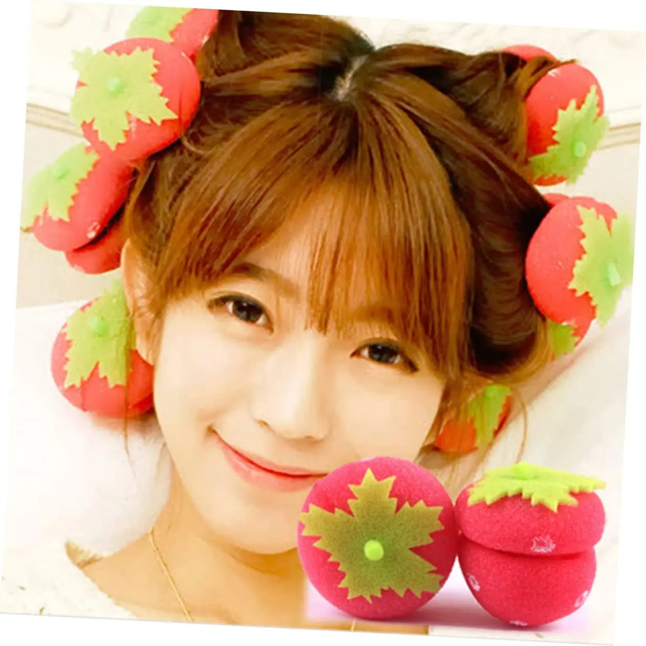 12Pcs Curlers for Short Hair Heatless Curls Hair Curlers No Heat Foam Hair Rollers Hair Care Foam Rollers Strawberries Hair Sponge Roller Modeling Tool Red Women'S