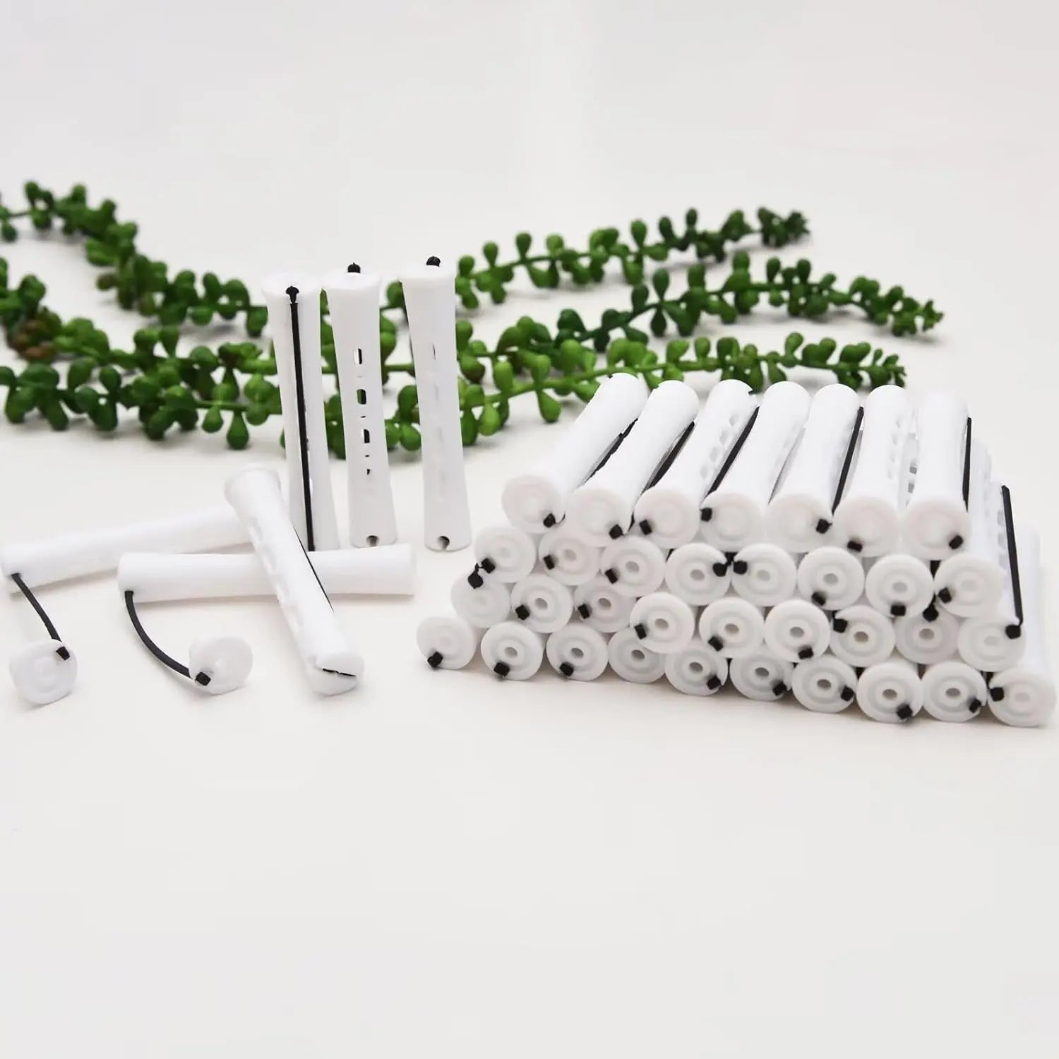 40PCS Perm Rods for Short Long Hair Plastic White Perm Rods for Natural Hair Curling Roller Accessories for Women