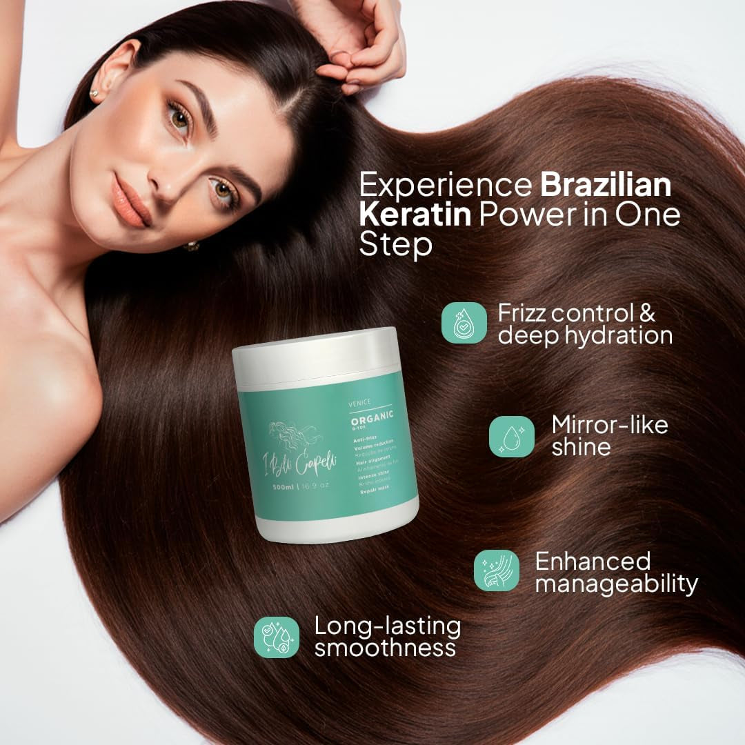 Ibelli Capelli Kit Venice B Tox Organic Treatment 500G17.60 Oz Ravenna anti Residue Shampoo 300Ml10.1 Fl.Oz