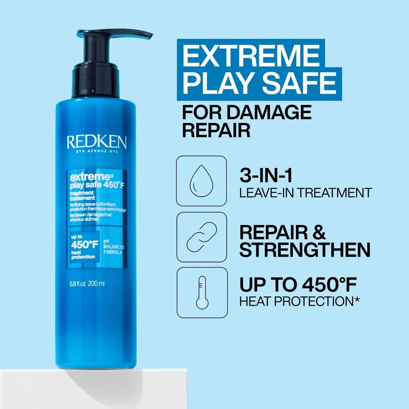 Redken Extreme Play Safe 3-In-1 Leave-In Treatment for Damaged Hair | 200Ml