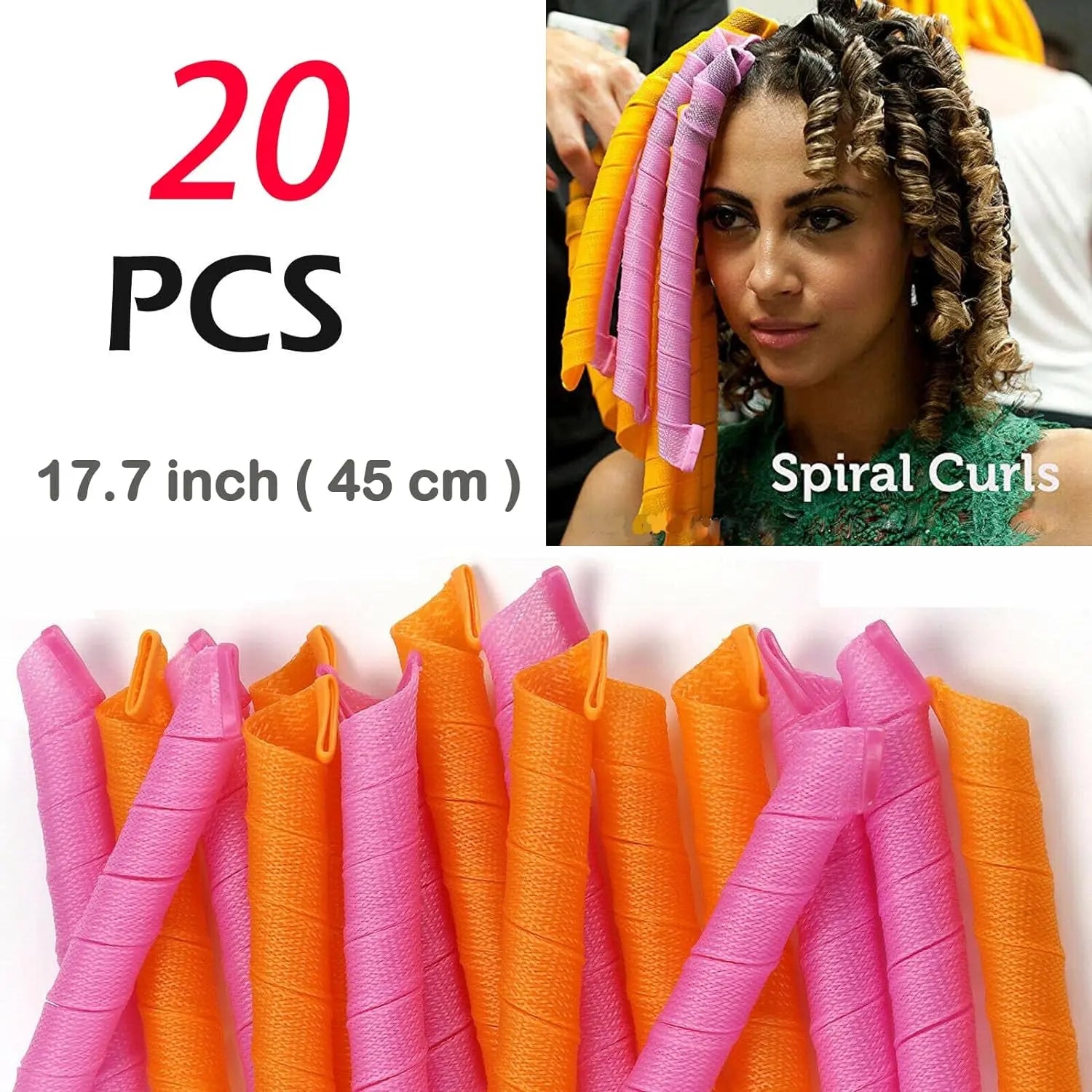 Super Long Spiral Curls Styling Kit - 20Pcs & 45Cm