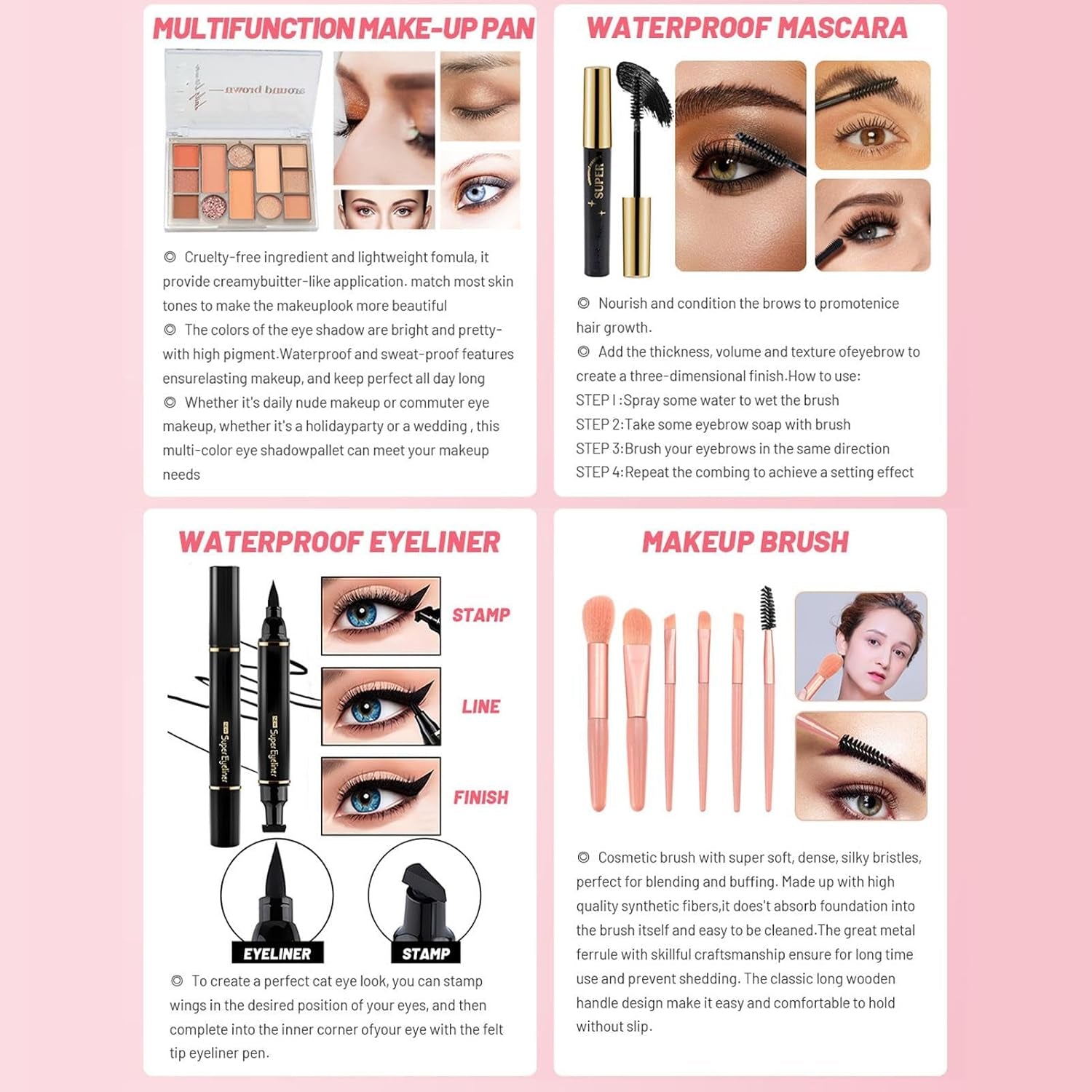 Professional Makeup Kit - Multipurpose Women'S Makeup Sets | Makeup Kits Storage Bag Mirrors Makeup Bundle Includes Makeup Sets