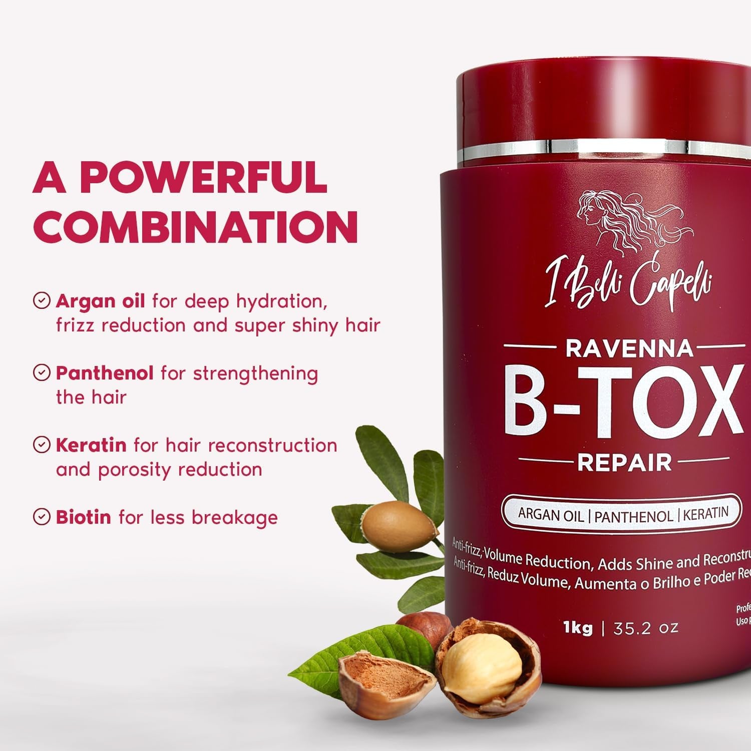 Ibelli Capelli Btox Ravenna Repair for Hair Cirugia Capilar Para El Cabello Hair Treatment 35.2 Oz(1Kg)
