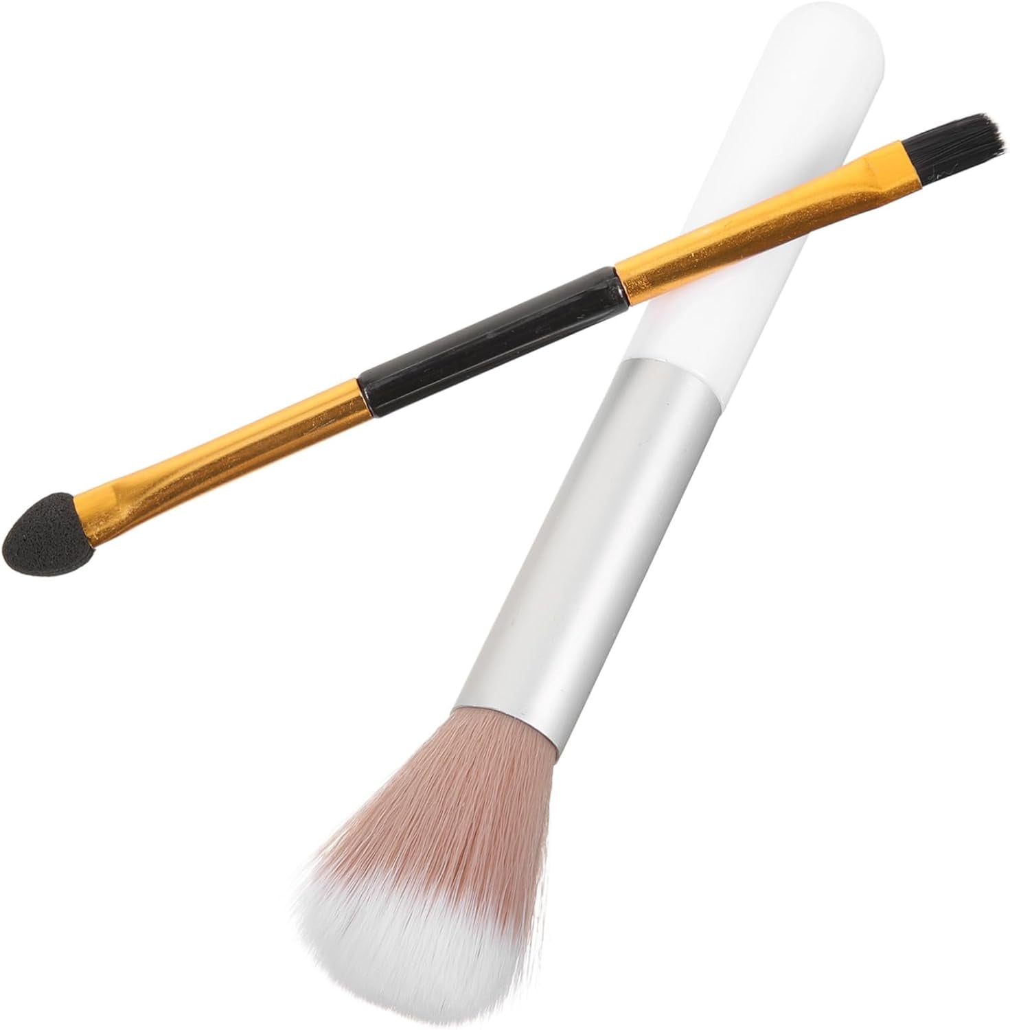2Pcs Double-Ended Highlighter and Eyeshadow Brush Versatile Makeup Tools for Blending and Contouring for Home and for Women