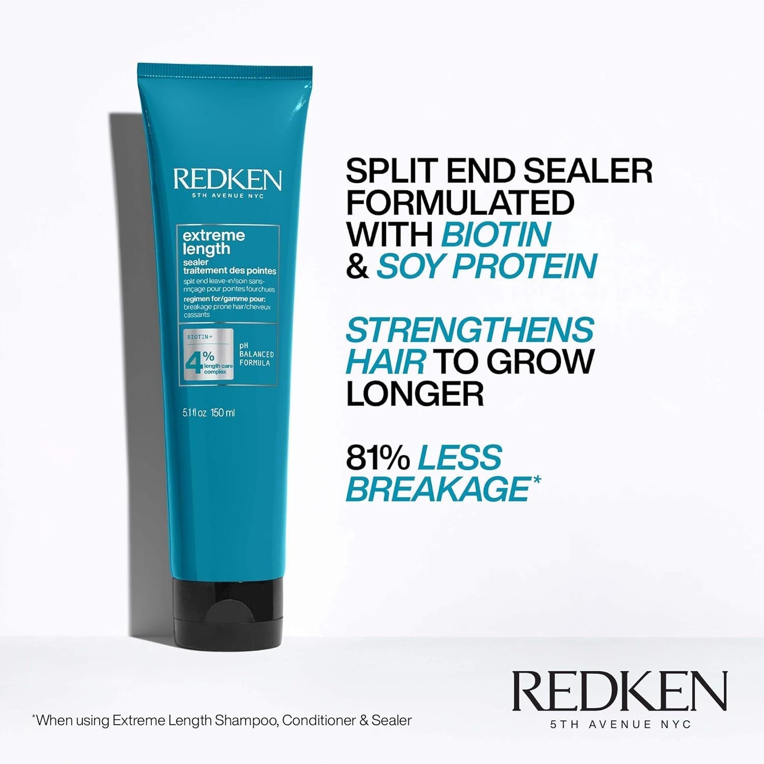 Redken Extreme Length Leave-In Treatment for Hair Growth | Seals Split Ends & Prevents Breakage | Infused with Biotin | 150Ml